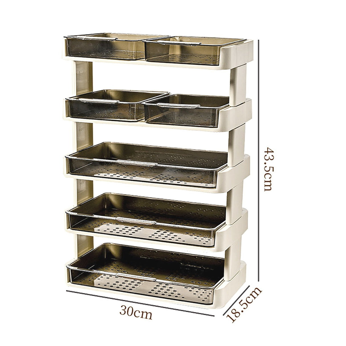 Kitchen Countertop Organizer Plastic Detachable Multifunctional Kitchen Storage Shelf Food Rack for Bedroom Bathroom Desktop Cream White 5 Tier