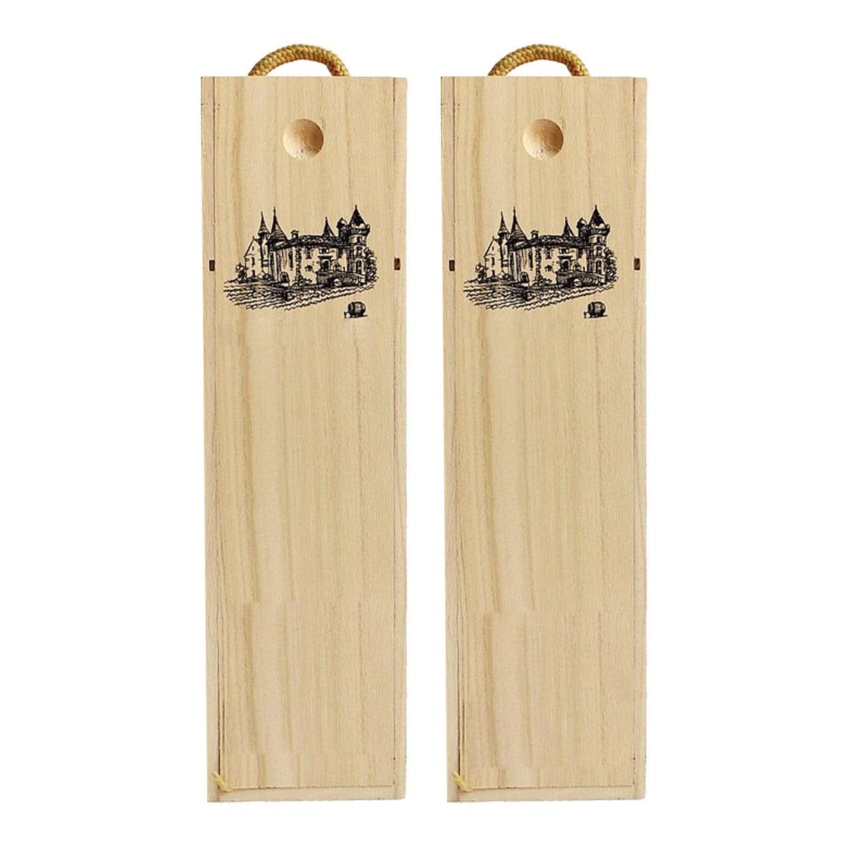 Single Bottle Wooden Wine Box with Lid Decorative Wood Grain Reusable Wine Storage Box