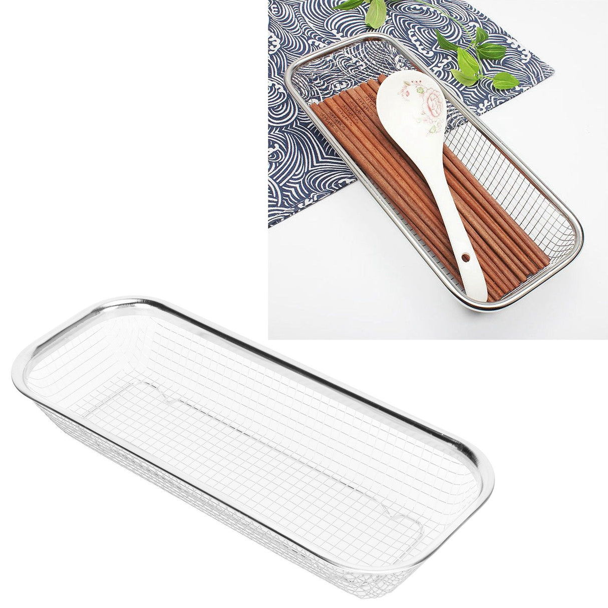 Stainless Steel Utensil Drying Rack Multifunctional Cutlery Drain Basket for Chopsticks Knives Spoons Grid Type