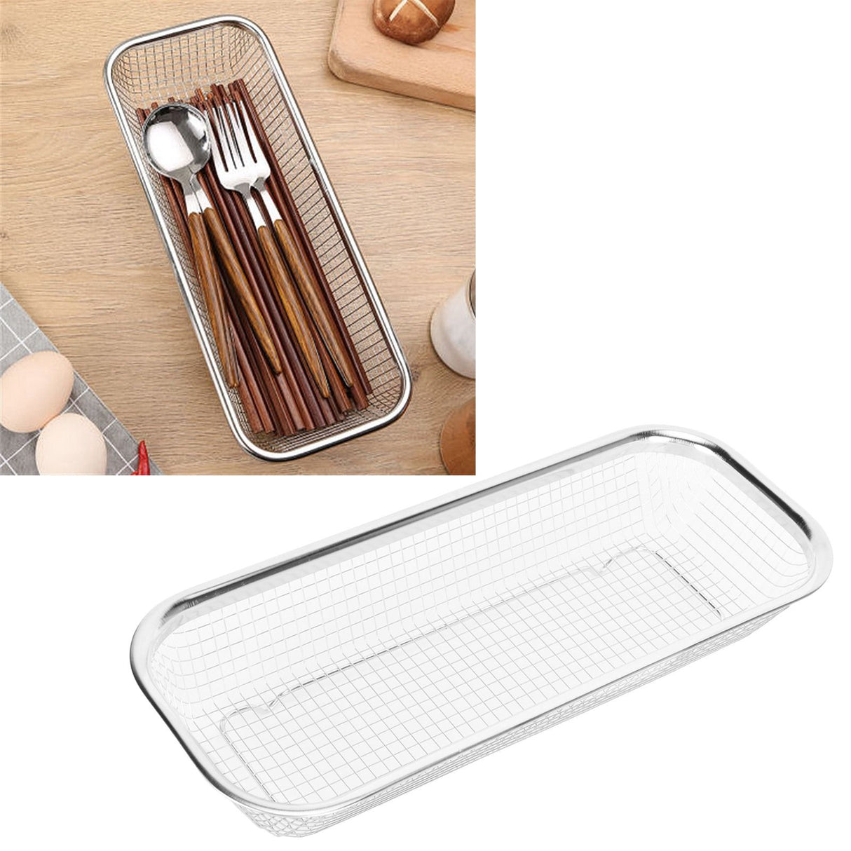 Stainless Steel Utensil Drying Rack Multifunctional Cutlery Drain Basket for Chopsticks Knives Spoons Grid Type