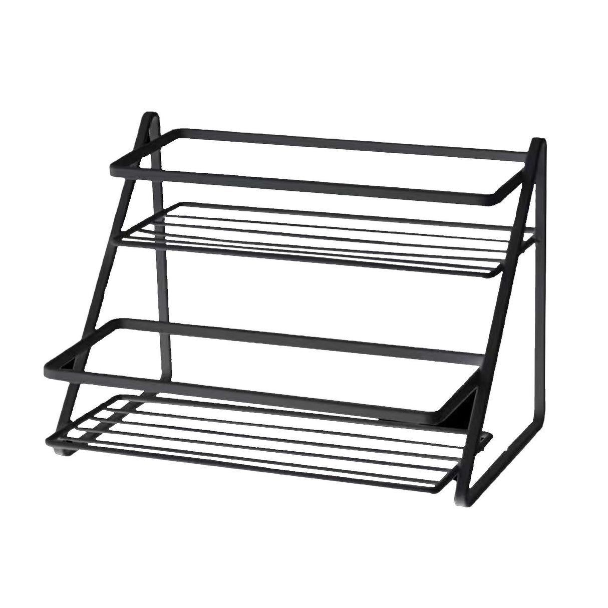 Kitchen Countertop Storage Rack Space Saving Multifunctional 2 Tiers Spice Toiletries Makeup Counter Standing Shelf Black