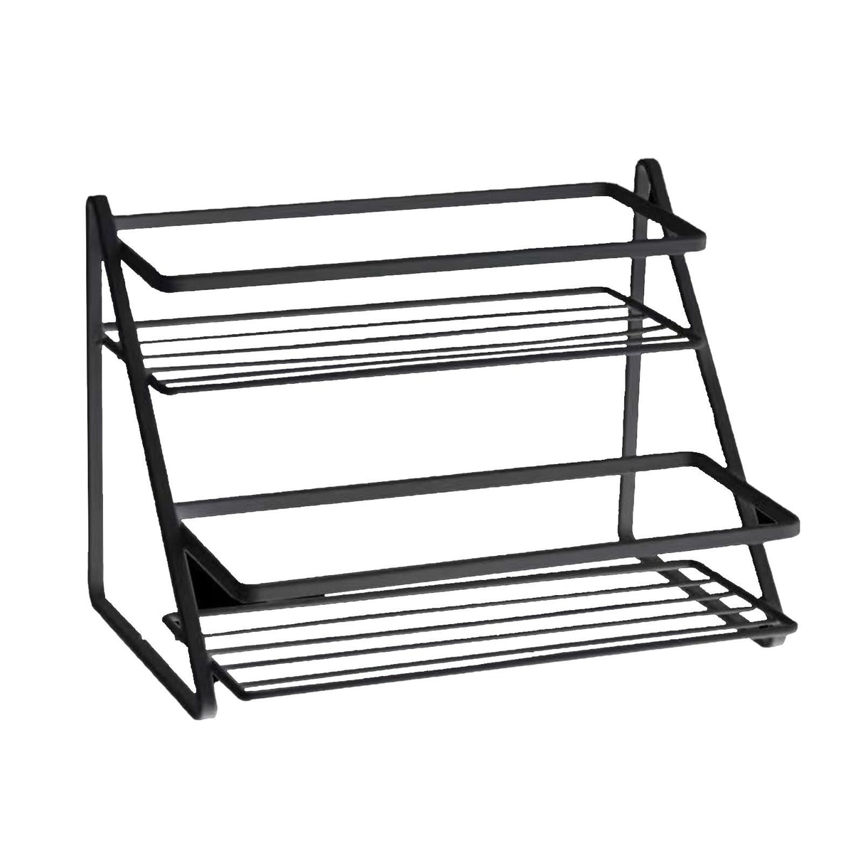 Kitchen Countertop Storage Rack Space Saving Multifunctional 2 Tiers Spice Toiletries Makeup Counter Standing Shelf Black