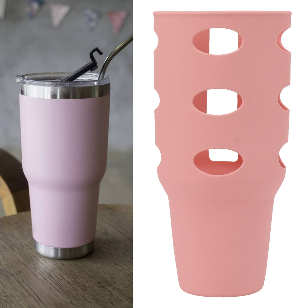 Silicone Boot for 40oz Insulated Cup Anti Slip Wear Proof Cup Protective Sleeve Cover for Home Travel Pink