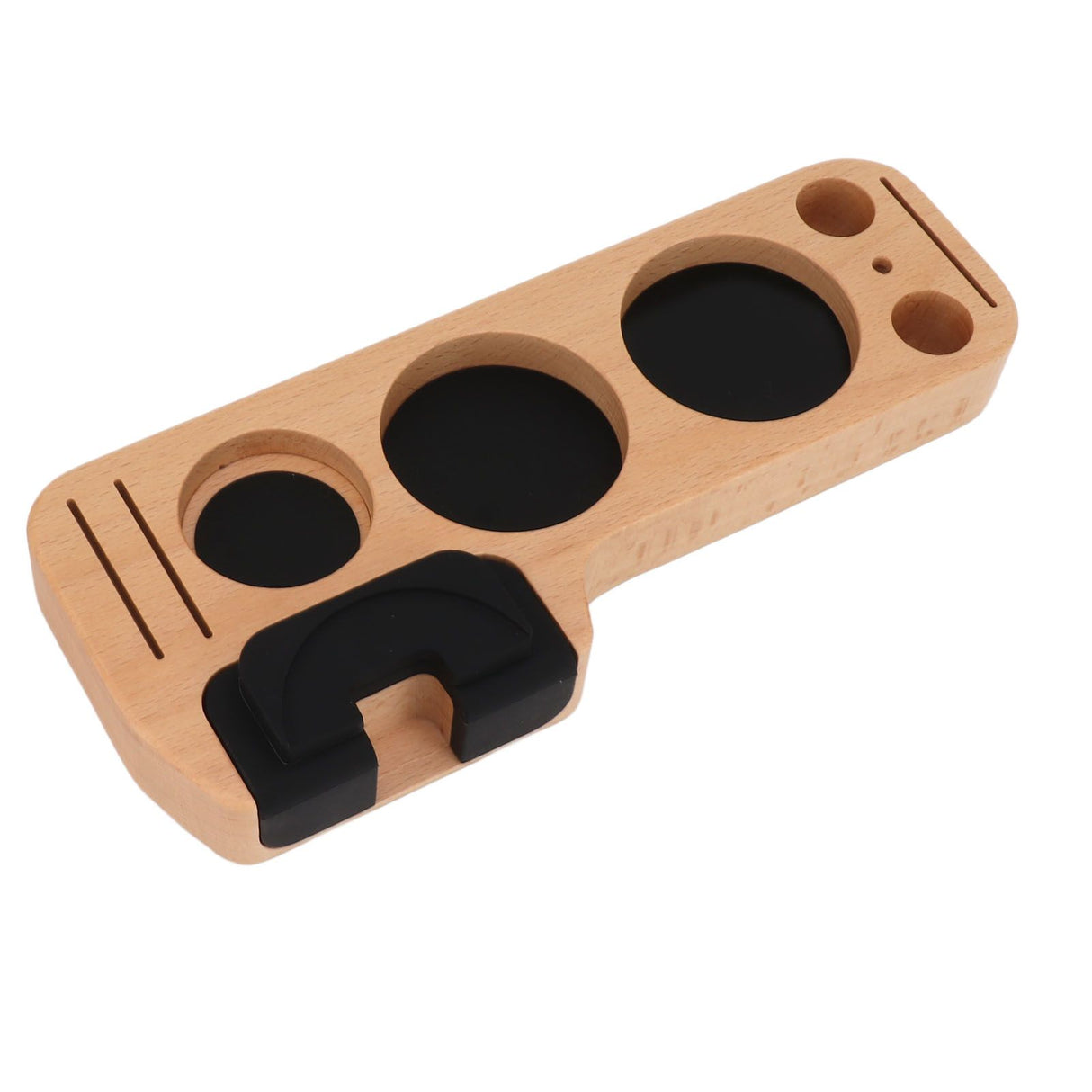 Coffee Tamping Station Beech Comfortable Grip Coffee Filter Tamper Holder with Pads for Coffee Making 58mm/2.3in