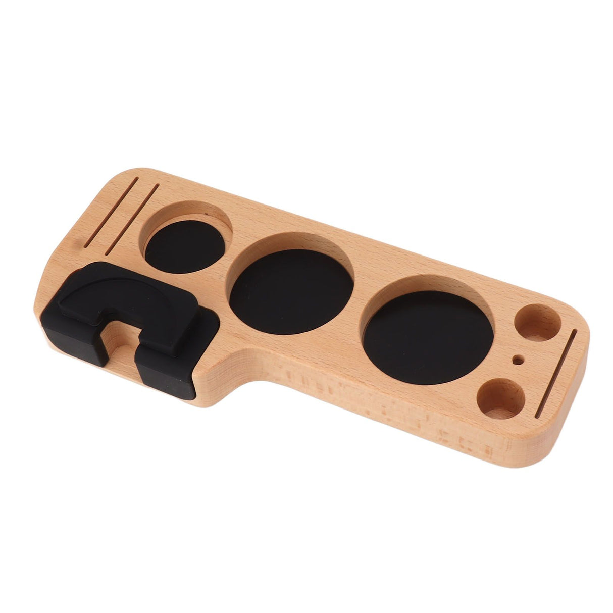 Coffee Tamping Station Beech Comfortable Grip Coffee Filter Tamper Holder with Pads for Coffee Making 58mm/2.3in