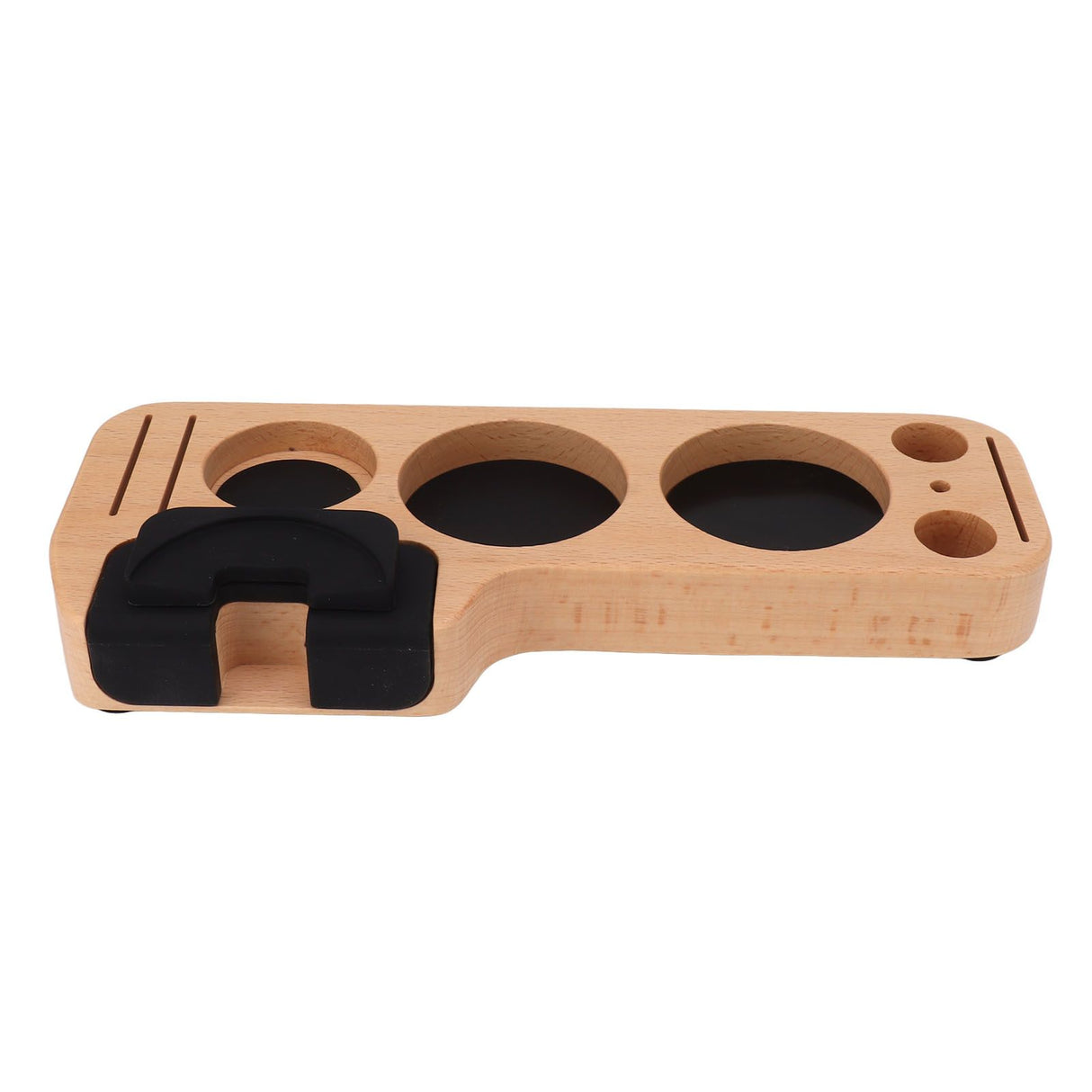Coffee Tamping Station Beech Comfortable Grip Coffee Filter Tamper Holder with Pads for Coffee Making 58mm/2.3in