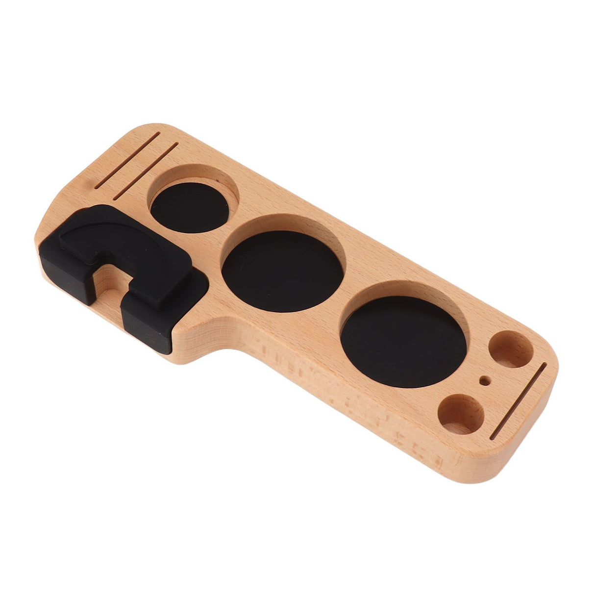 Coffee Tamping Station Beech Comfortable Grip Coffee Filter Tamper Holder with Pads for Coffee Making 58mm/2.3in
