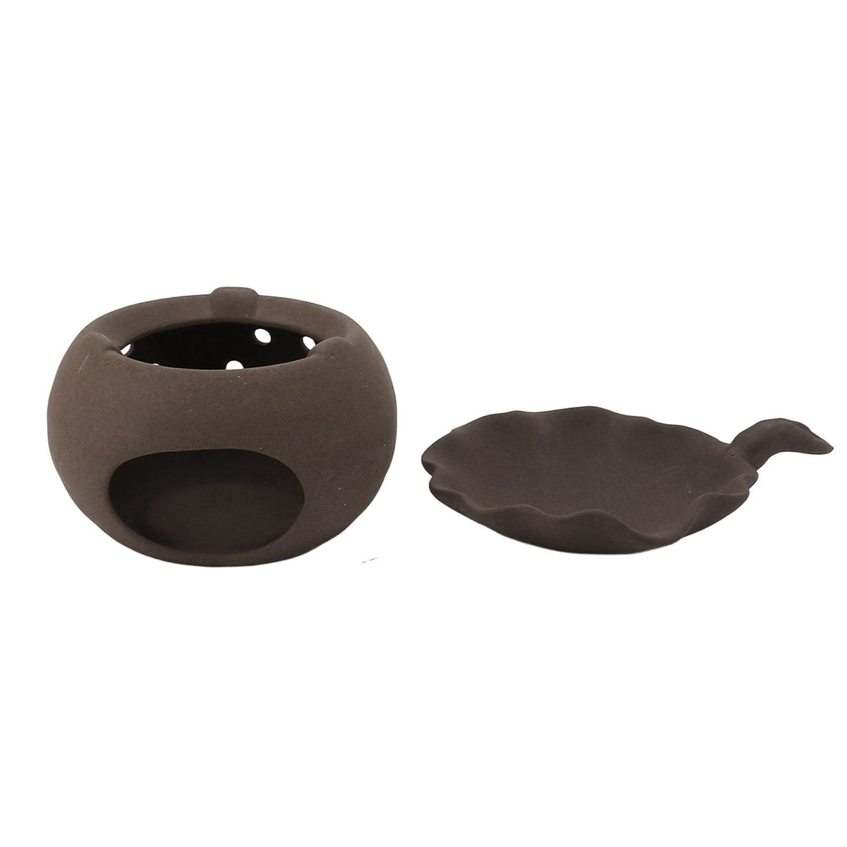 Ceramic Tea Roaster Loose Leaf Tea Warmer Tea Fragrance Roasting Baking Pot with Stainless Steel Spoon