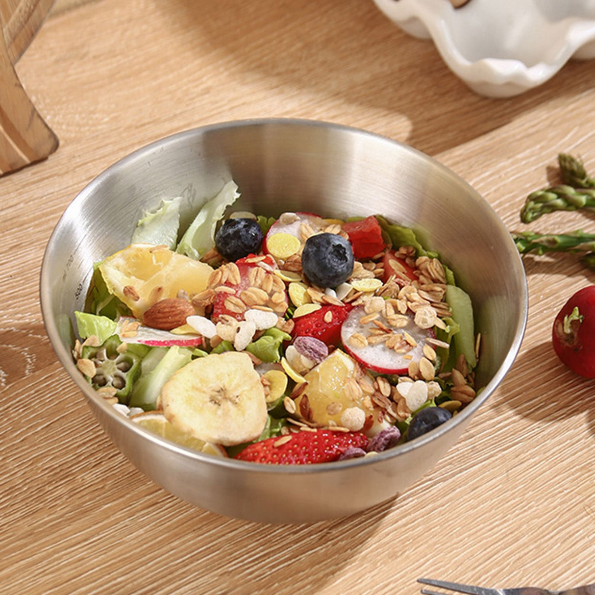 Mixing Bowl Large Capacity Thickened Stainless Steel Baking Cooking Basin for Kitchen 28x12cm/11x4.7in 5500ml