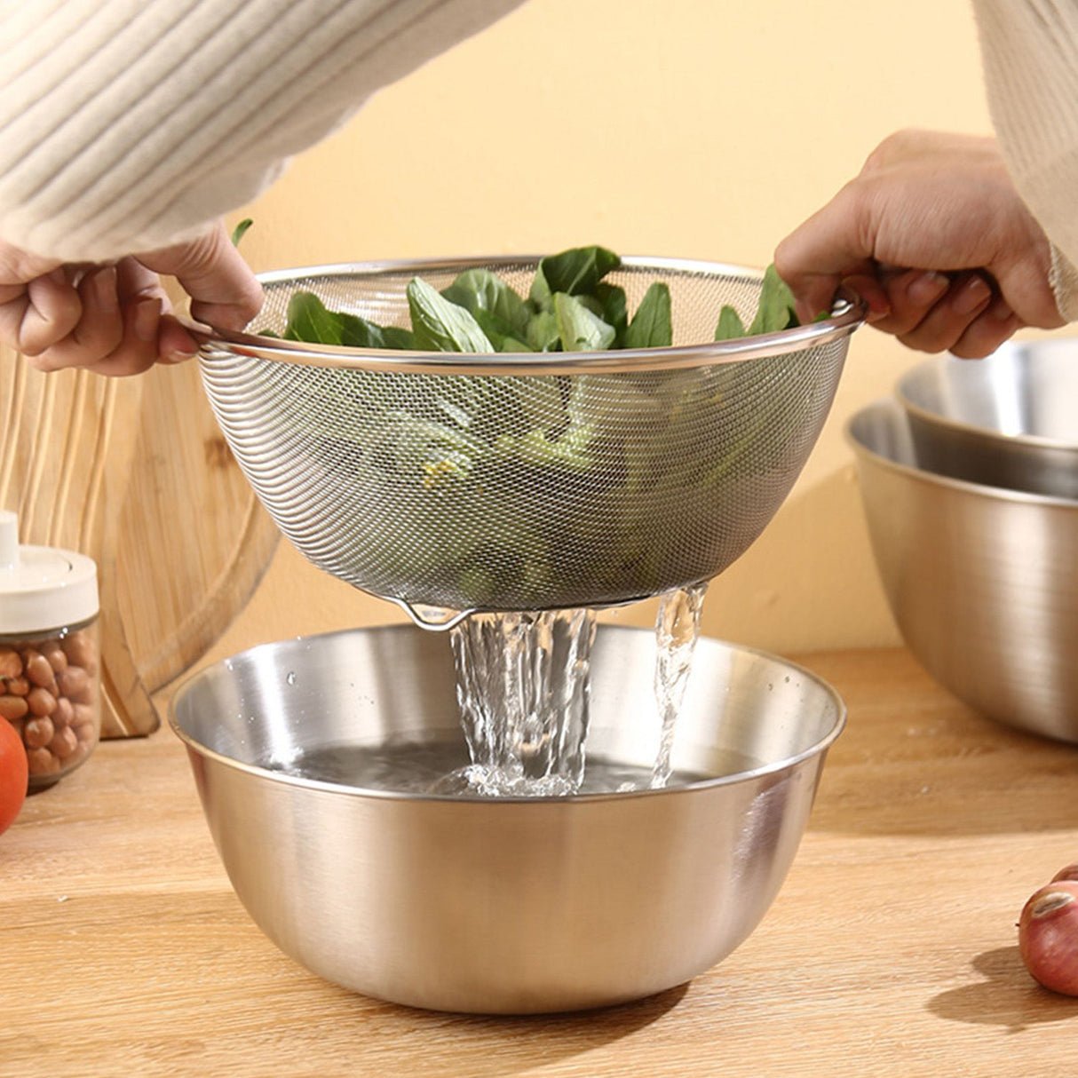 Mixing Bowl Large Capacity Thickened Stainless Steel Baking Cooking Basin for Kitchen 28x12cm/11x4.7in 5500ml