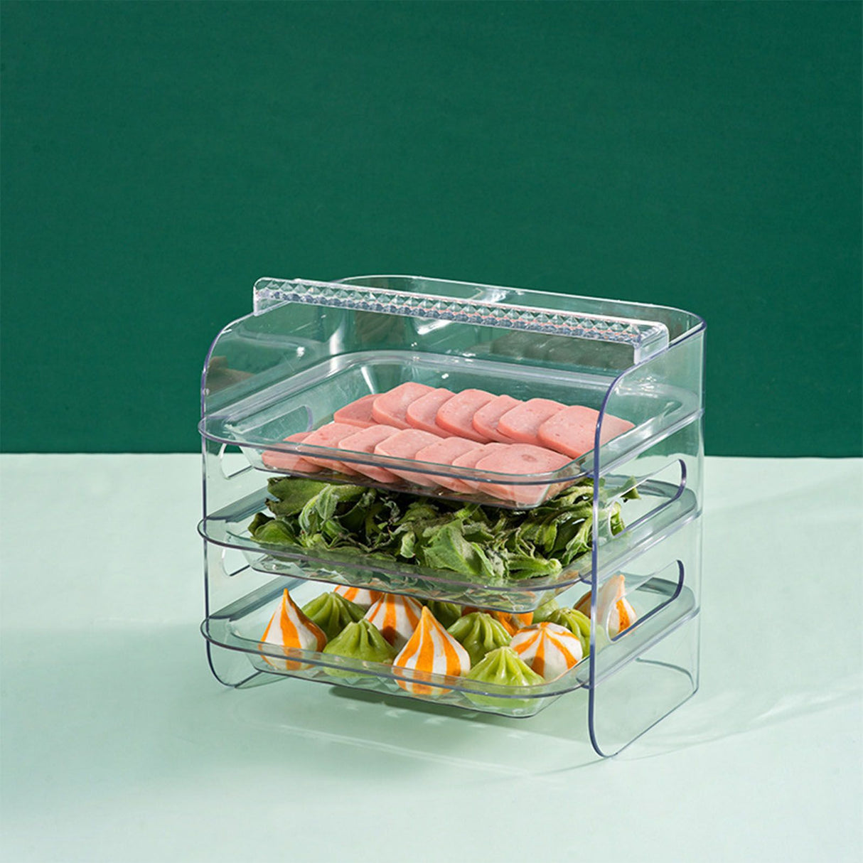 Multi Layer Food Tray Multifunctional Strong Capacity Durable Vegetable Fruit Preparation Plate 3 Layer White