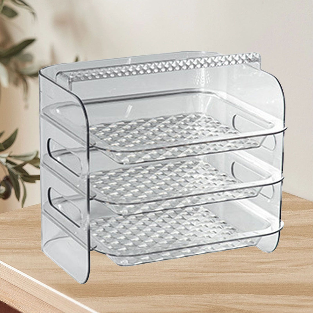 Multi Layer Food Tray Multifunctional Strong Capacity Durable Vegetable Fruit Preparation Plate 3 Layer White