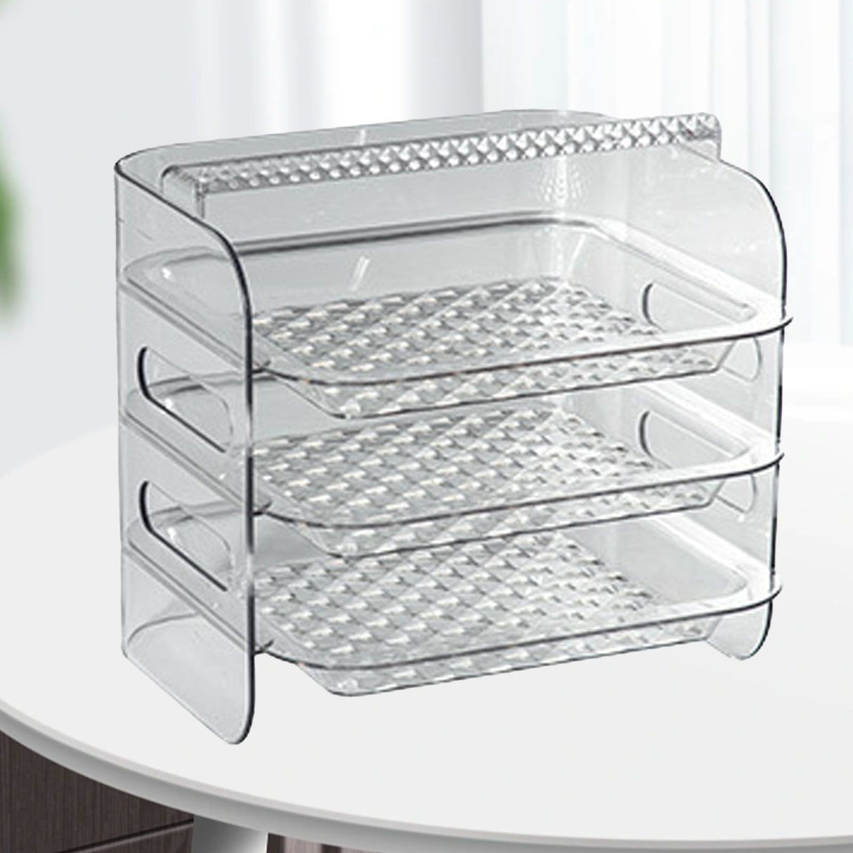 Multi Layer Food Tray Multifunctional Strong Capacity Durable Vegetable Fruit Preparation Plate 3 Layer White