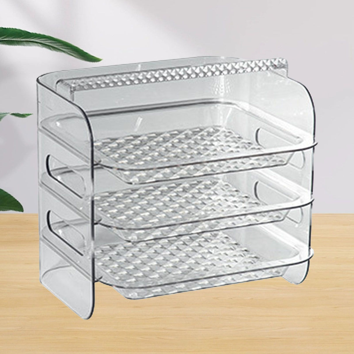Multi Layer Food Tray Multifunctional Strong Capacity Durable Vegetable Fruit Preparation Plate 3 Layer White