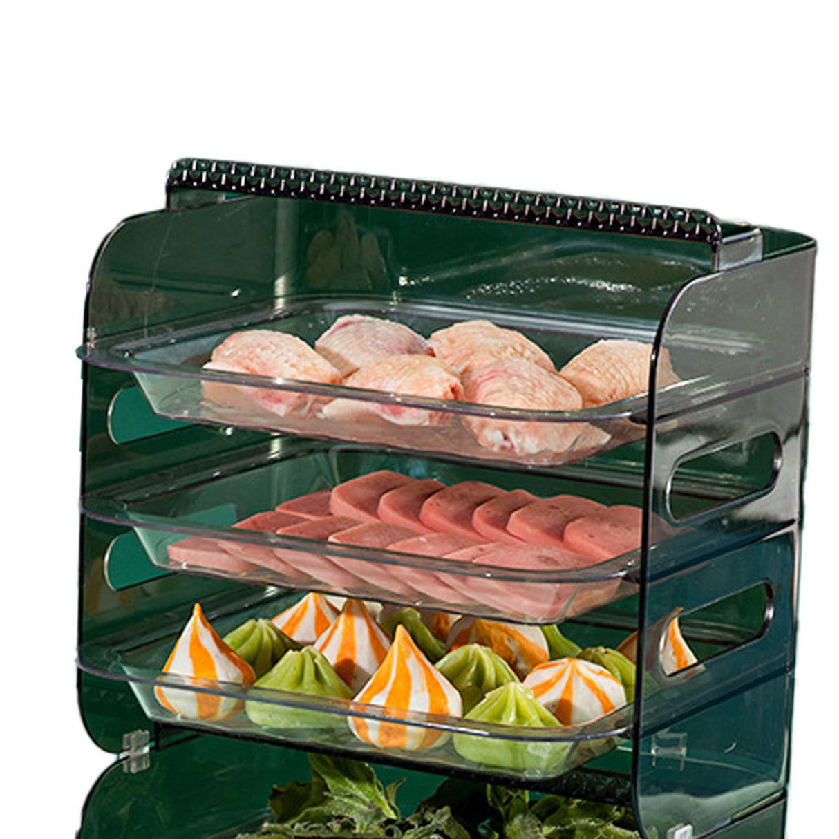 Multi Layer Food Tray Multifunctional Strong Capacity Durable Vegetable Fruit Preparation Plate 6 Layer Green