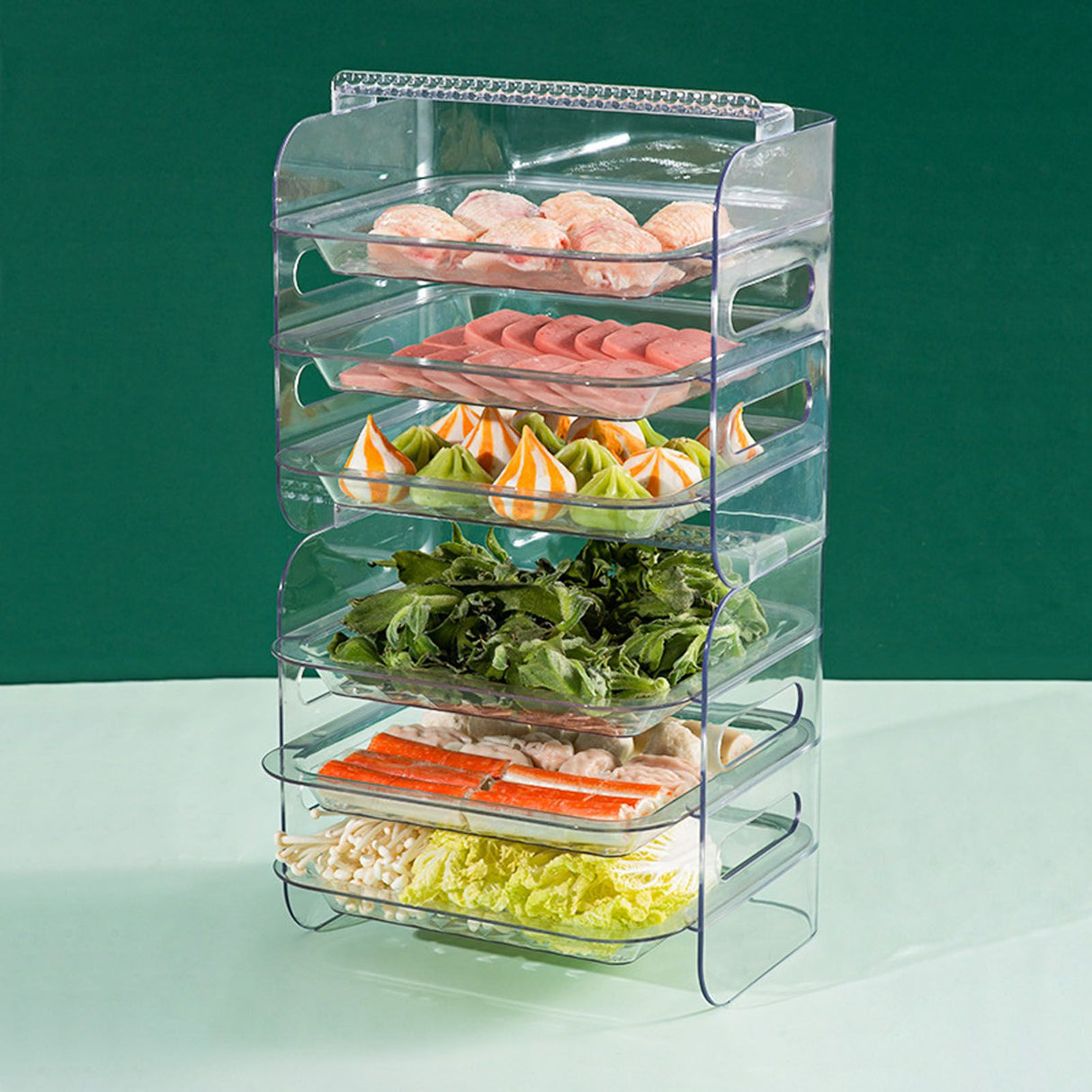 Multi Layer Food Tray Multifunctional Strong Capacity Durable Vegetable Fruit Preparation Plate 6 Layer White