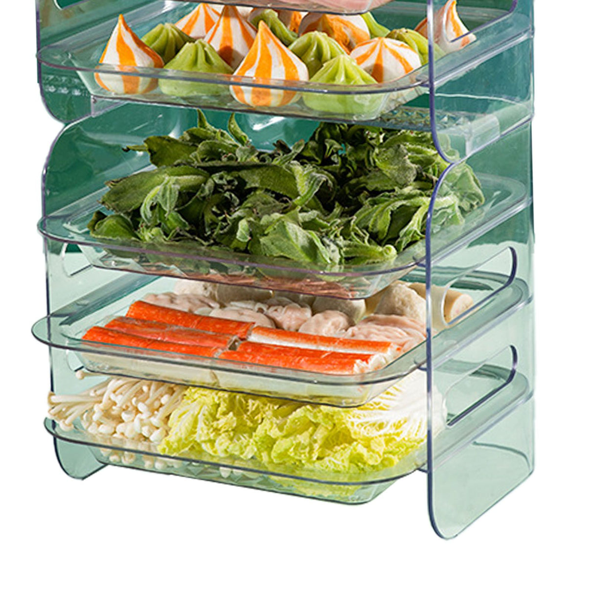 Multi Layer Food Tray Multifunctional Strong Capacity Durable Vegetable Fruit Preparation Plate 6 Layer White