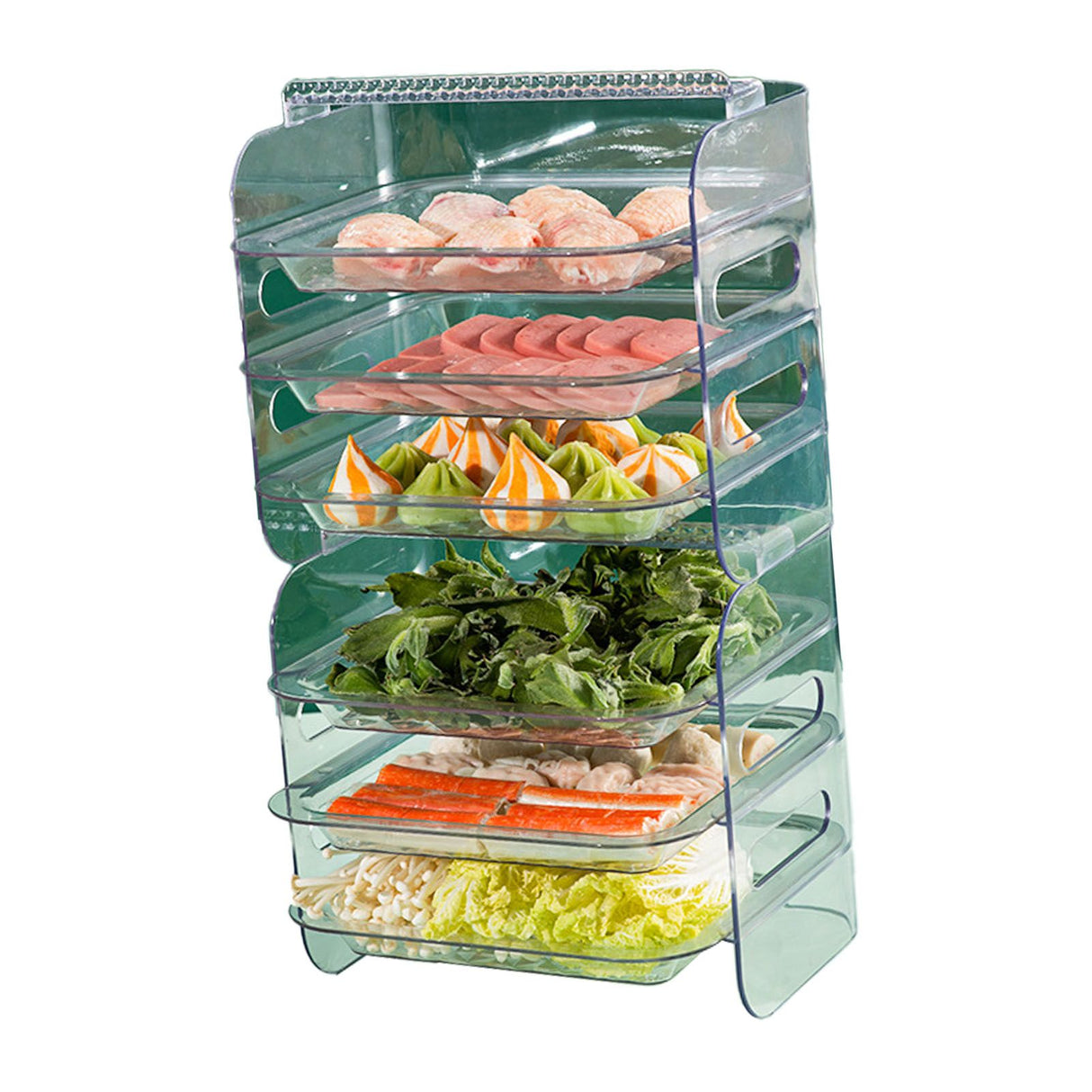 Multi Layer Food Tray Multifunctional Strong Capacity Durable Vegetable Fruit Preparation Plate 6 Layer White