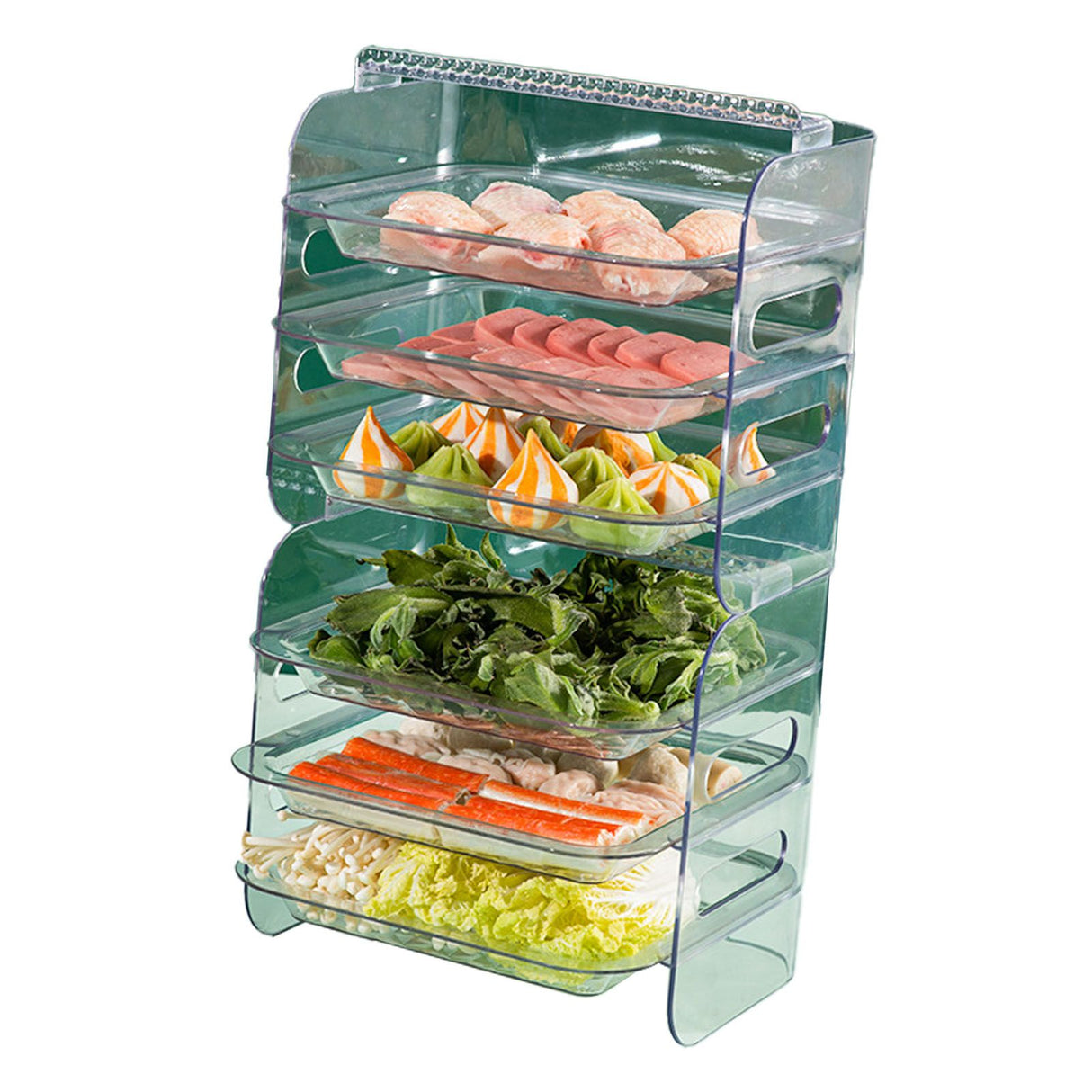 Multi Layer Food Tray Multifunctional Strong Capacity Durable Vegetable Fruit Preparation Plate 6 Layer White