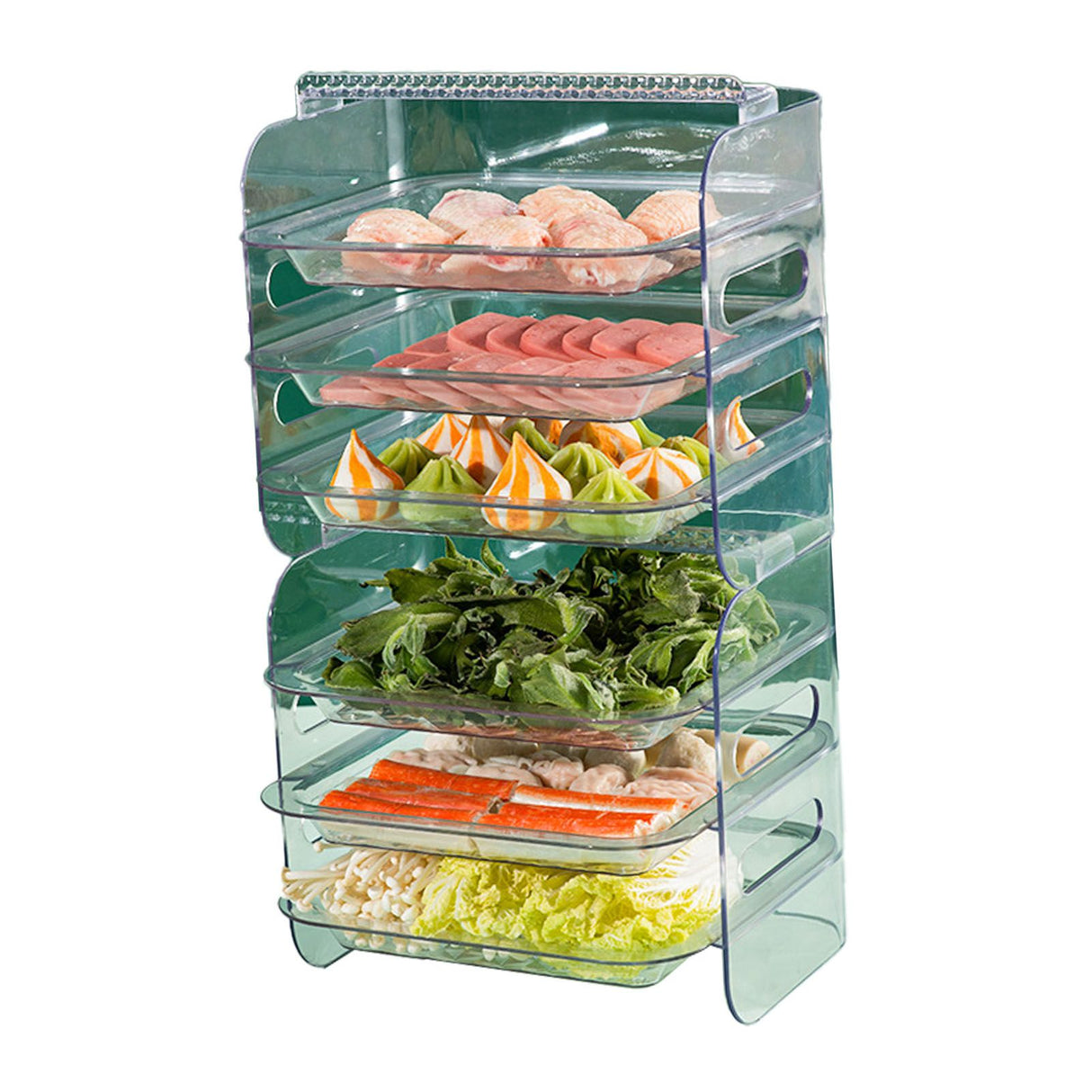 Multi Layer Food Tray Multifunctional Strong Capacity Durable Vegetable Fruit Preparation Plate 6 Layer White