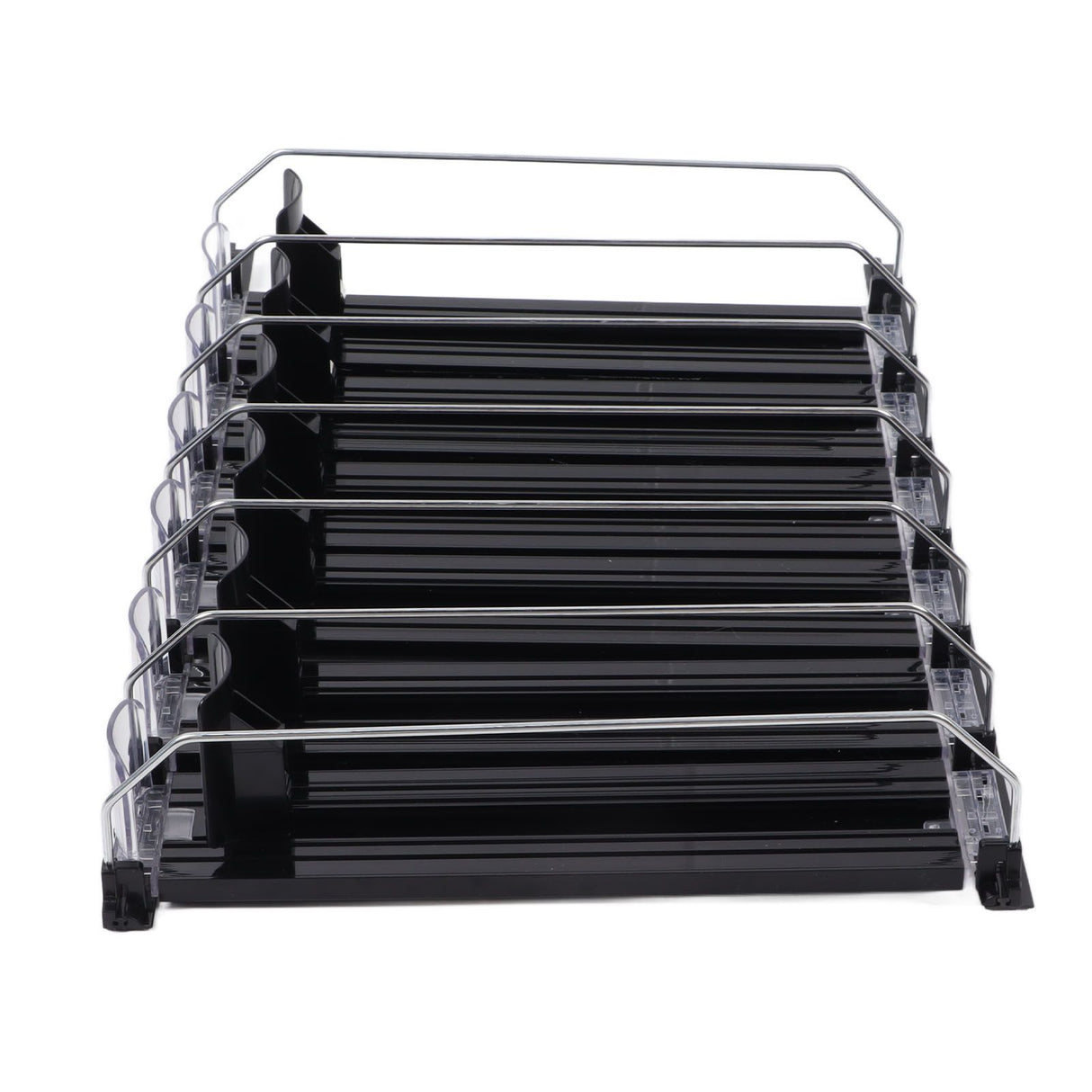 Automatic Drink Pusher Glide Width Adjustable Simple Operation Labor Space Saving Black Self Pushing Can Organizer for Fridge 38cm / 15in