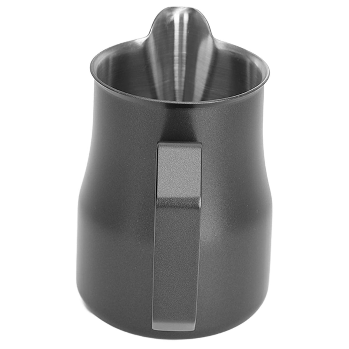 Milk Frothing Pitcher Coffee Steaming Pitcher 304 Stainless Steel Coffee Milk Cup Milk Frother Cup Olecranon Type Outlet Black 350ML