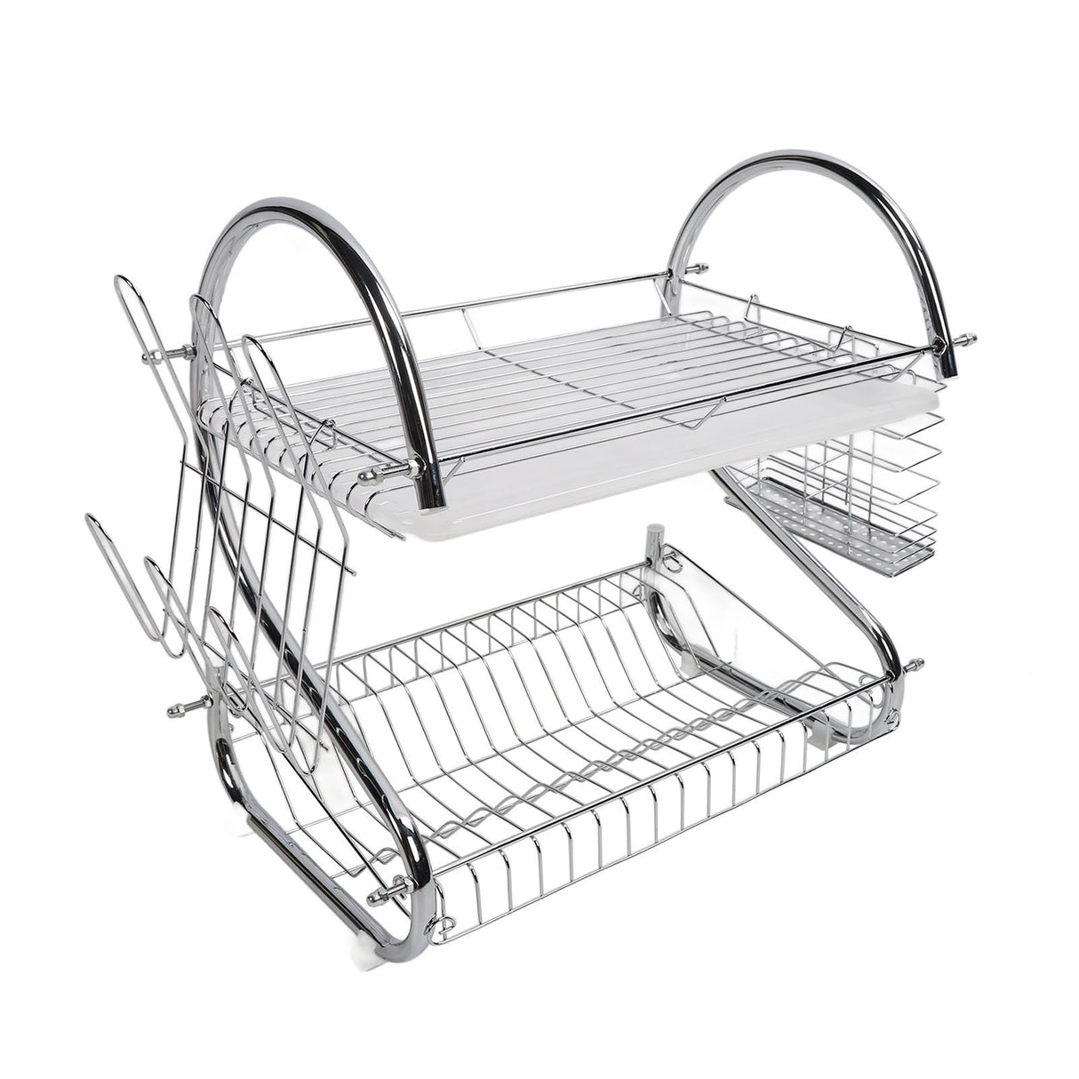 Dish Rack 2 Tier Bowl Dish Drainer Neat Organization Rust Prevention Kitchen Drying Rack Water Cup Style