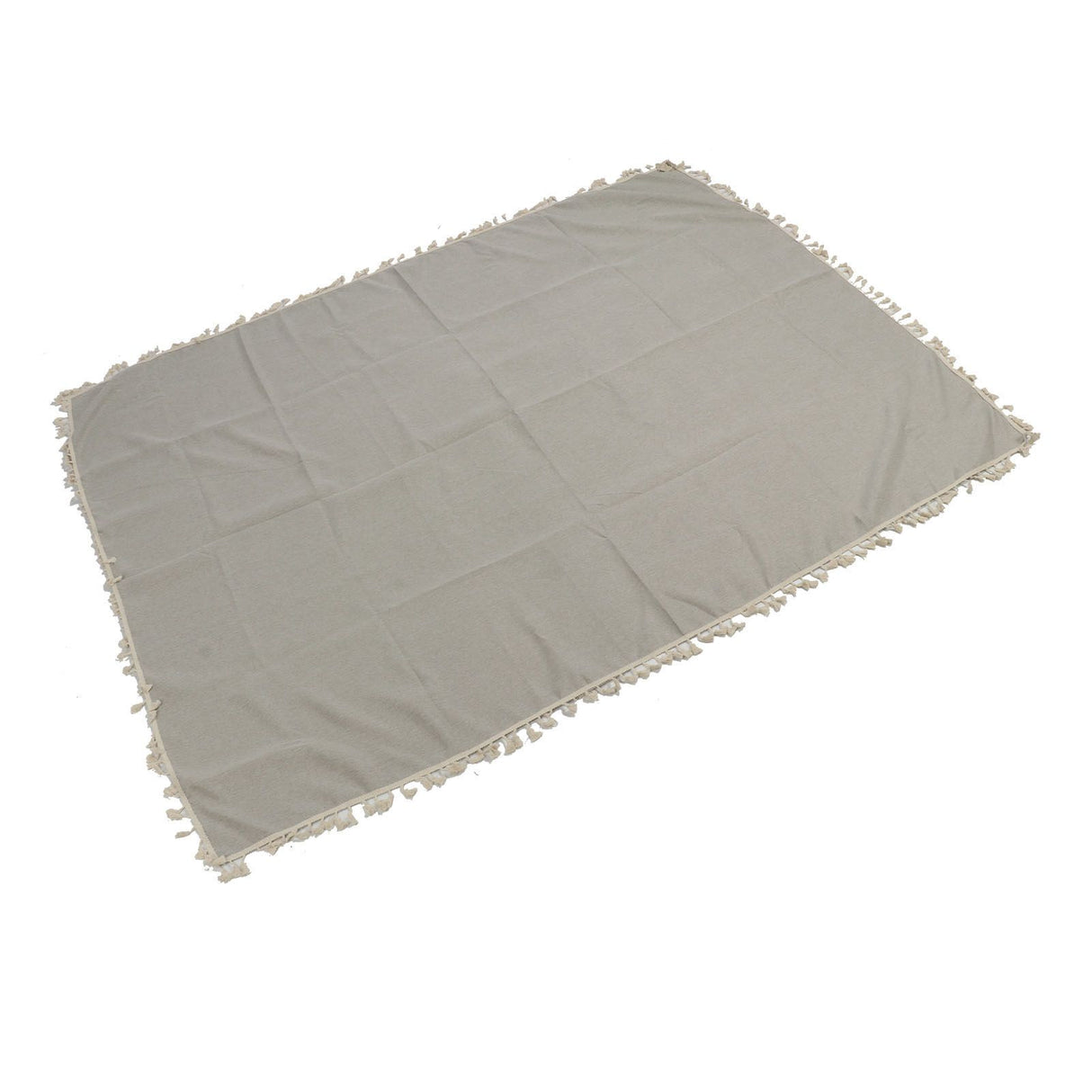 Rectangle Tablecloth Polyester Fiber Decorative Table Cover with Tassel Lace for Home Restaurant Hotel Beige Gray 140x180cm/55.1x70.9in