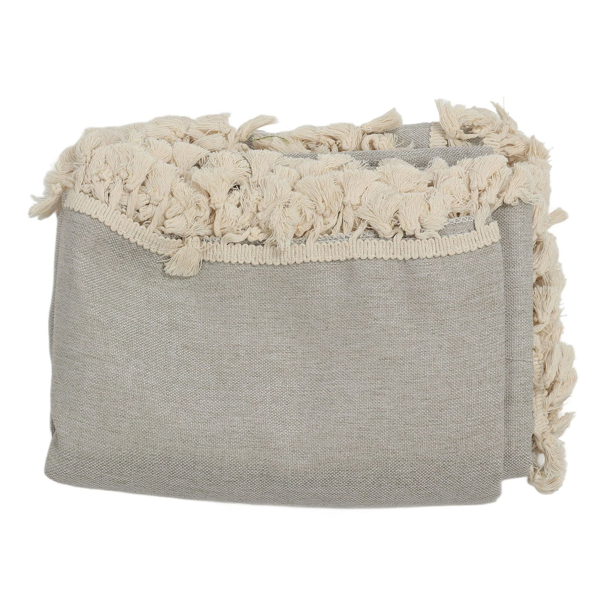 Rectangle Tablecloth Polyester Fiber Decorative Table Cover with Tassel Lace for Home Restaurant Hotel Beige Gray 140x180cm/55.1x70.9in
