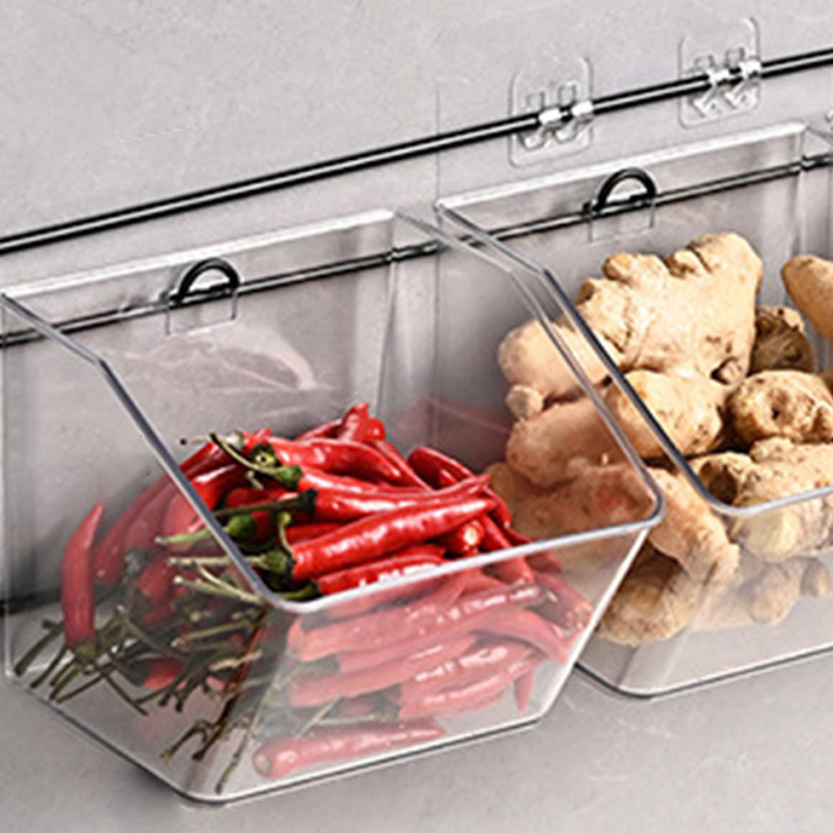 Wall Mounted Storage Container 3 Layer Wall Hanging Kitchen Storage Box for Garlic Ginger Onion Horizontal Hanging