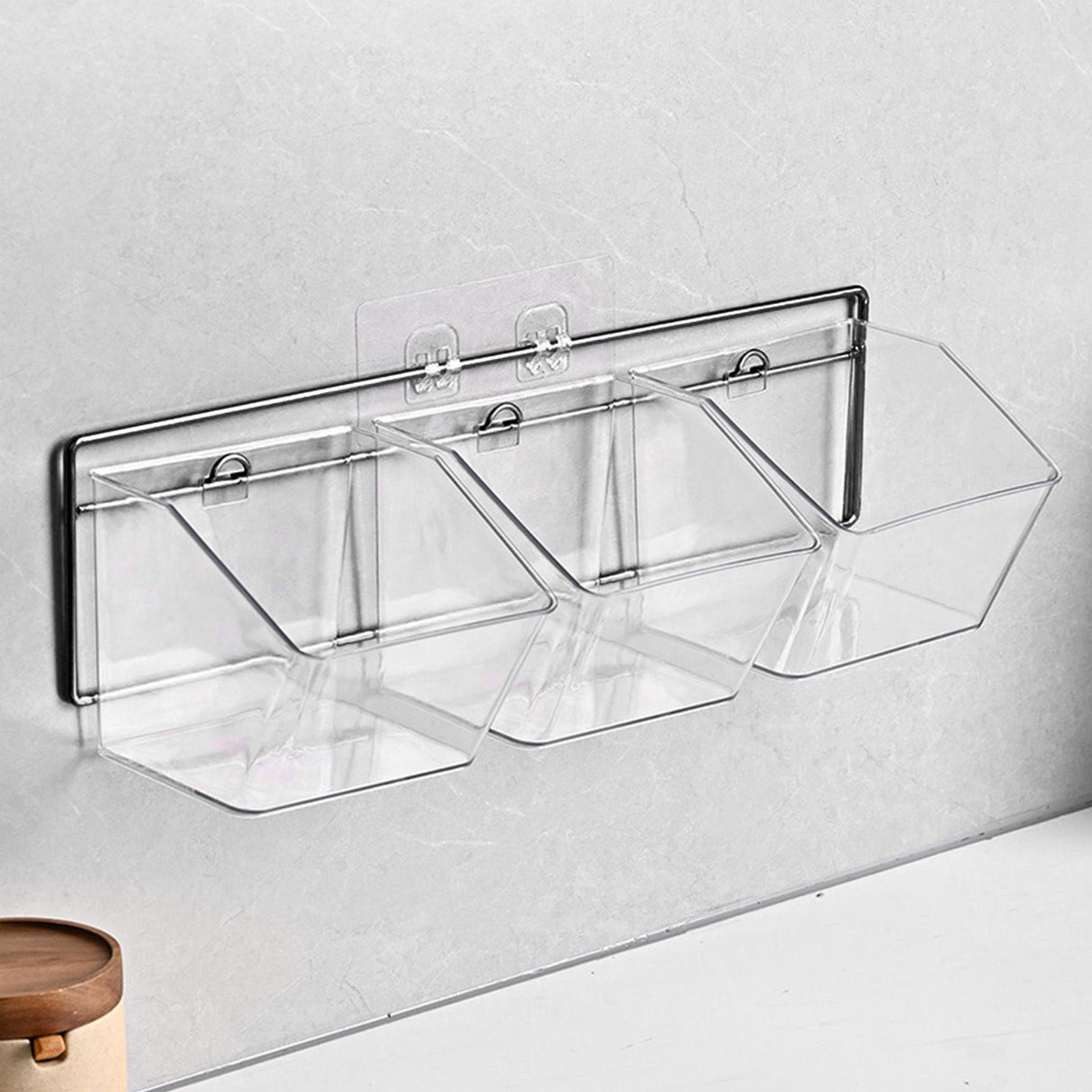 Wall Mounted Storage Container 3 Layer Wall Hanging Kitchen Storage Box for Garlic Ginger Onion Horizontal Hanging