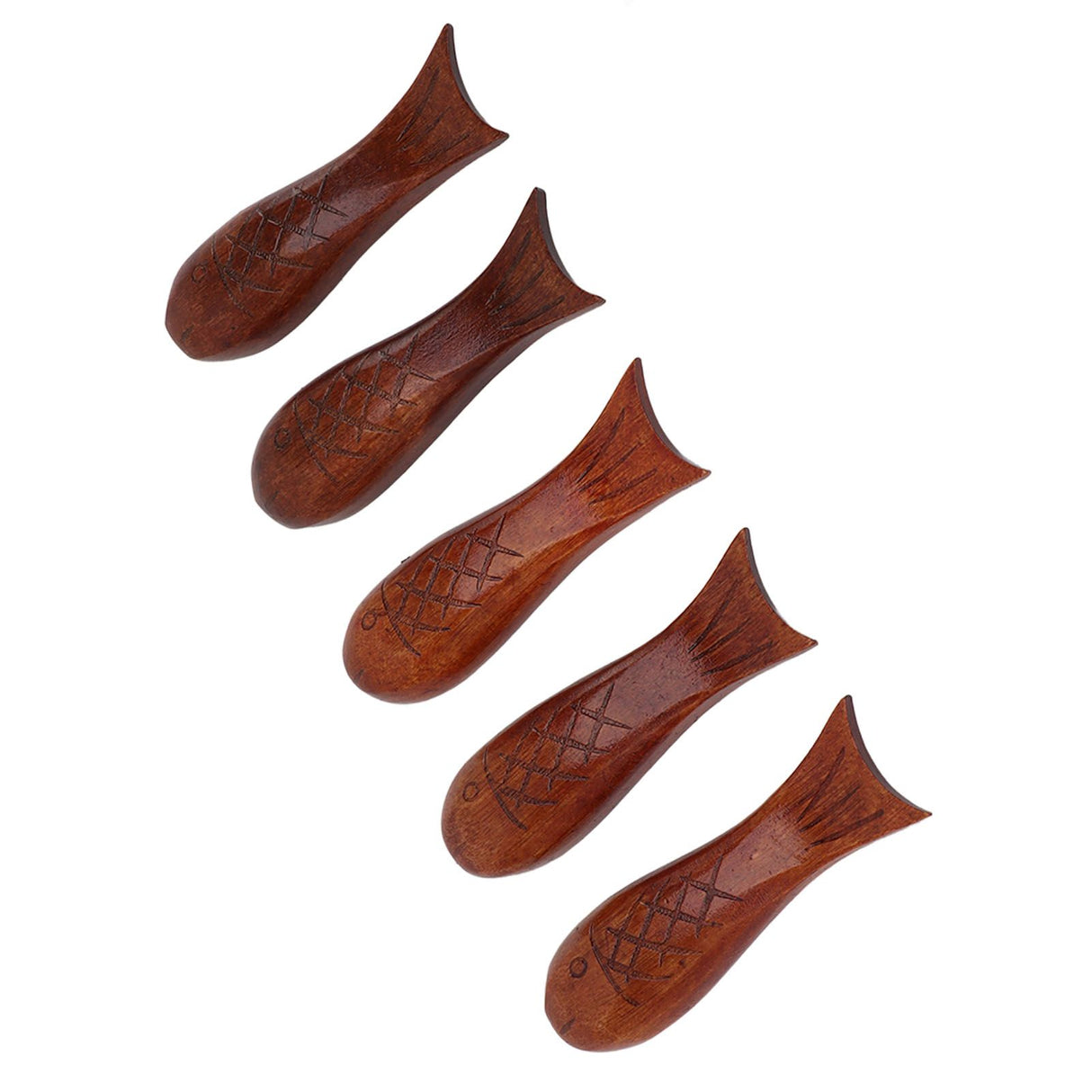 5Pcs Wooden Fish Shape Chopstick Rest Stand Rack Spoon Fork Knife Holder Wooden Chopstick Holder