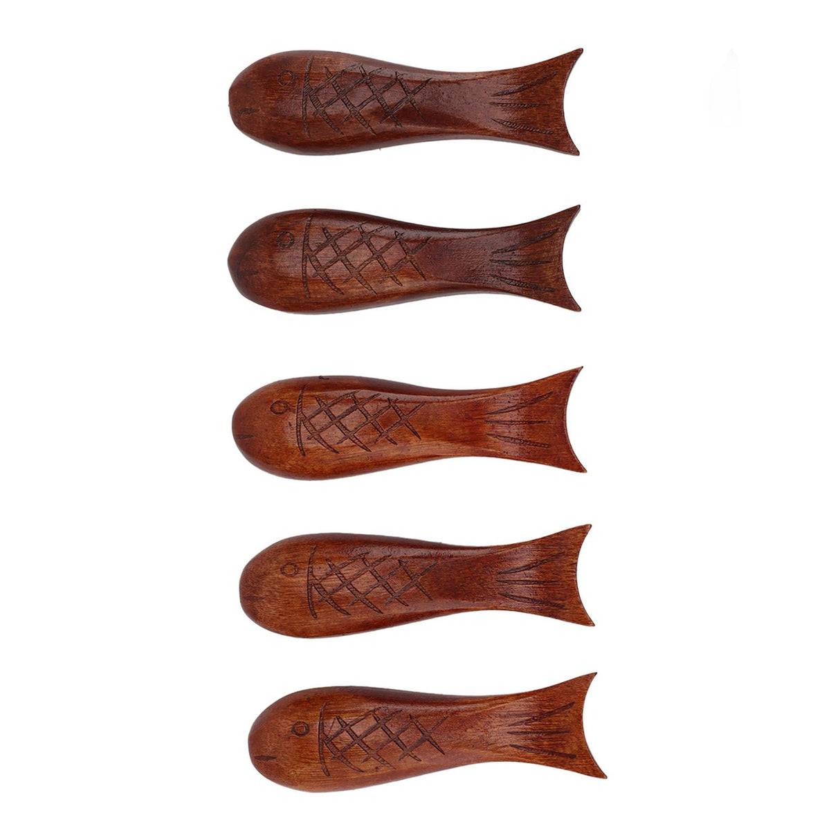5Pcs Wooden Fish Shape Chopstick Rest Stand Rack Spoon Fork Knife Holder Wooden Chopstick Holder