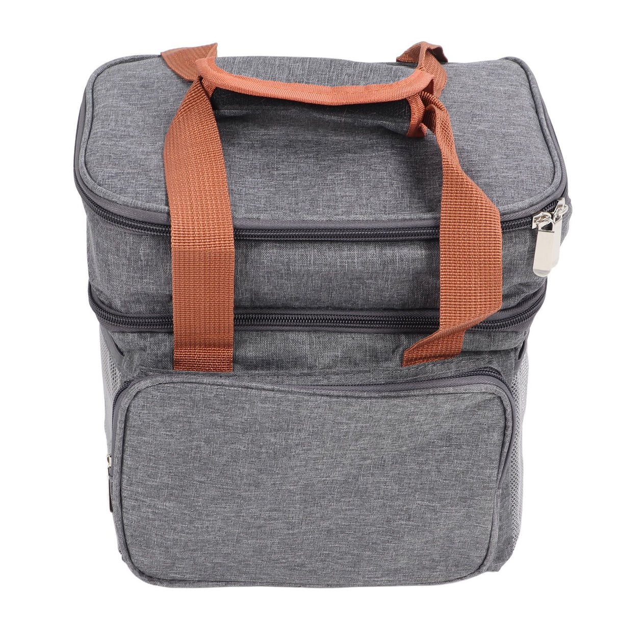 Lunch Bag 2 Deck Messenger Large Capacity Waterproof Leakage Proof 2 Way Zipper Insulated Lunch Box for Picnic Camp Office Grey