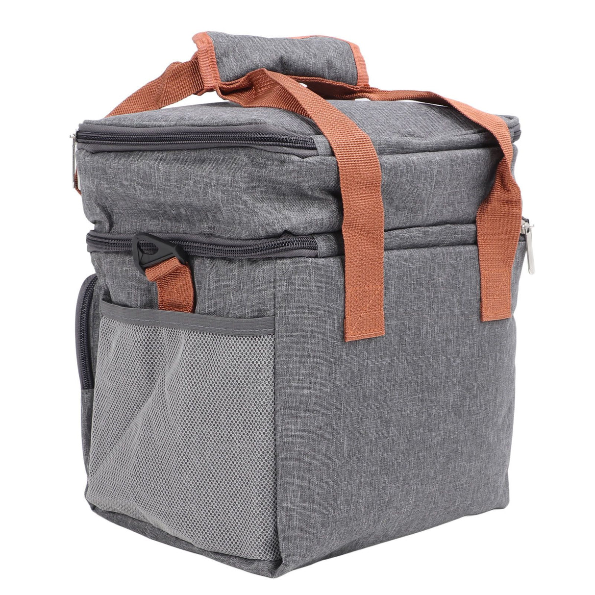 Lunch Bag 2 Deck Messenger Large Capacity Waterproof Leakage Proof 2 Way Zipper Insulated Lunch Box for Picnic Camp Office Grey
