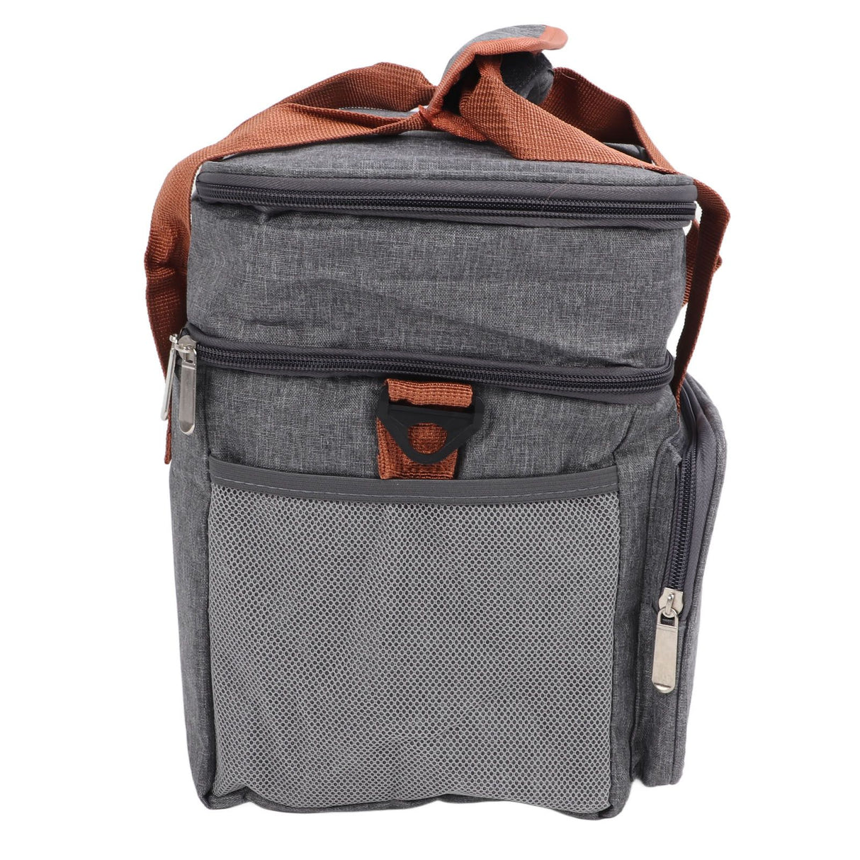 Lunch Bag 2 Deck Messenger Large Capacity Waterproof Leakage Proof 2 Way Zipper Insulated Lunch Box for Picnic Camp Office Grey