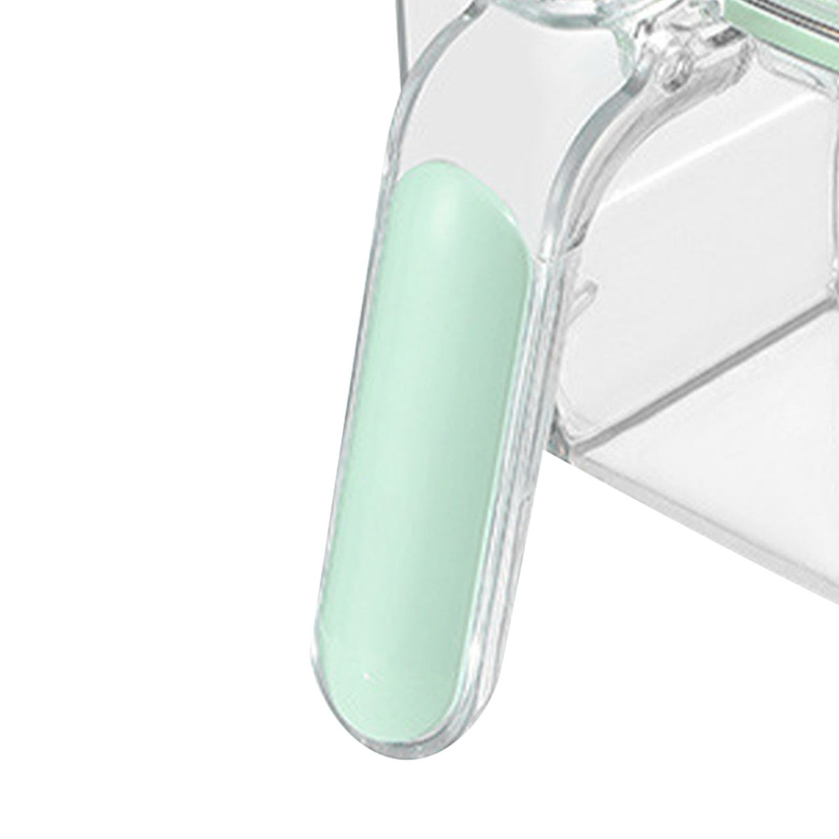 Seasoning Box 4 Compartments Transparent Window Strong PET Seasoning Jar with 4 Spoons for Home Kitchen Cooking Light Green