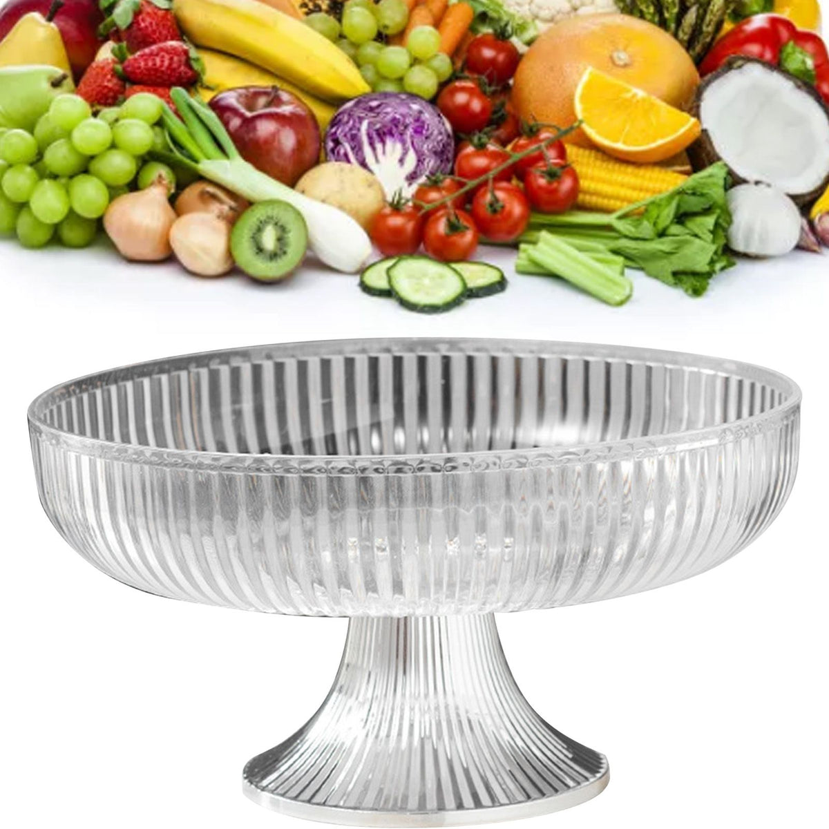 Fruit Plate Multifunctional Plastic Stylish Space Saving Decorative Snack Bowl for Candy Nuts Transparent