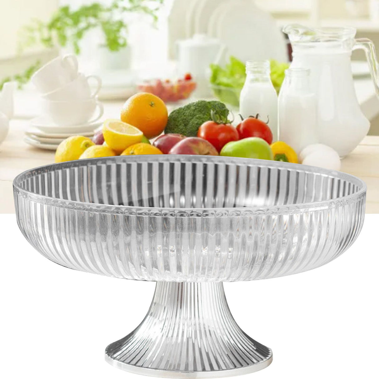 Fruit Plate Multifunctional Plastic Stylish Space Saving Decorative Snack Bowl for Candy Nuts Transparent