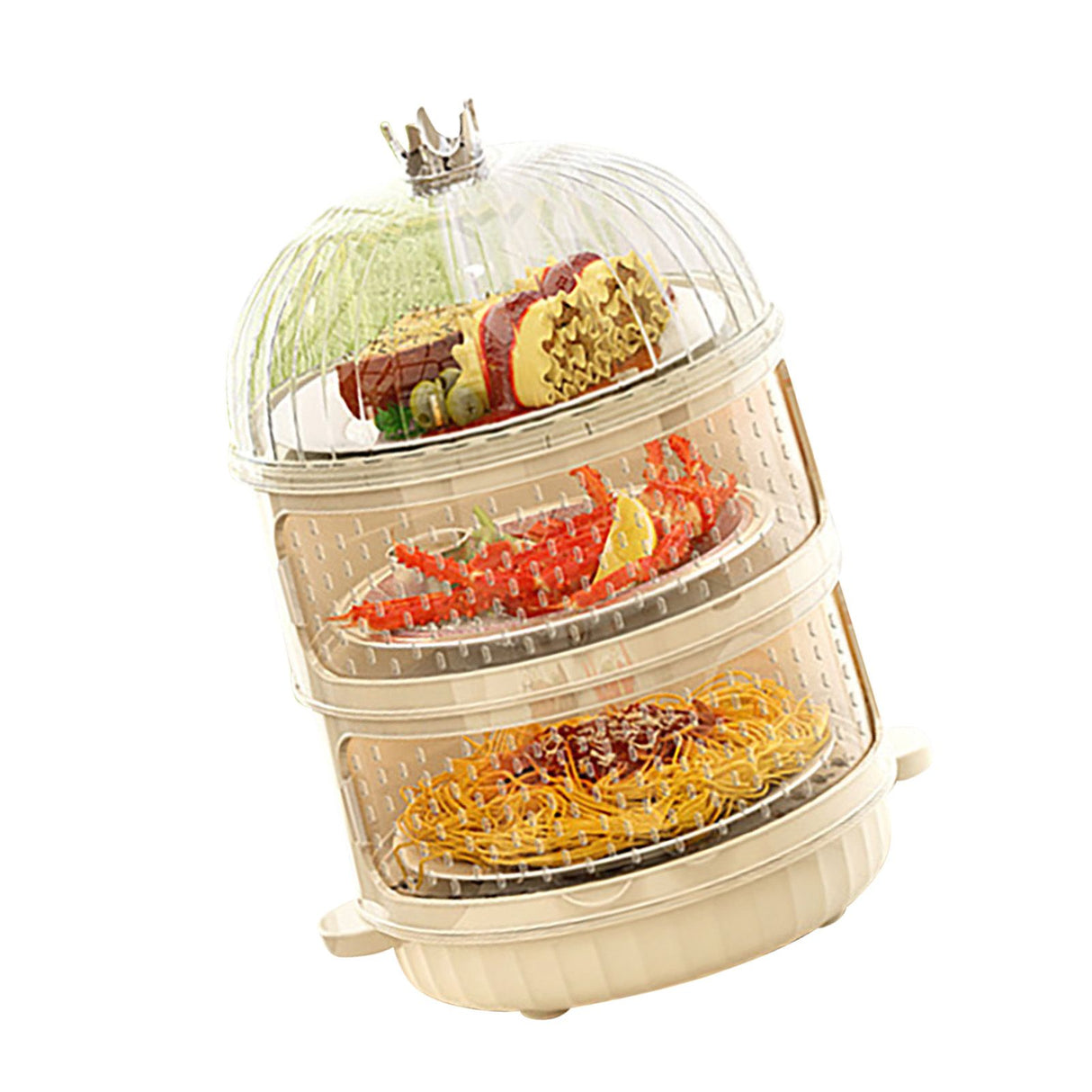 Dust Proof Food Storage Box Multi Functional Sealed Food Storage Container for Summer 3 Layers