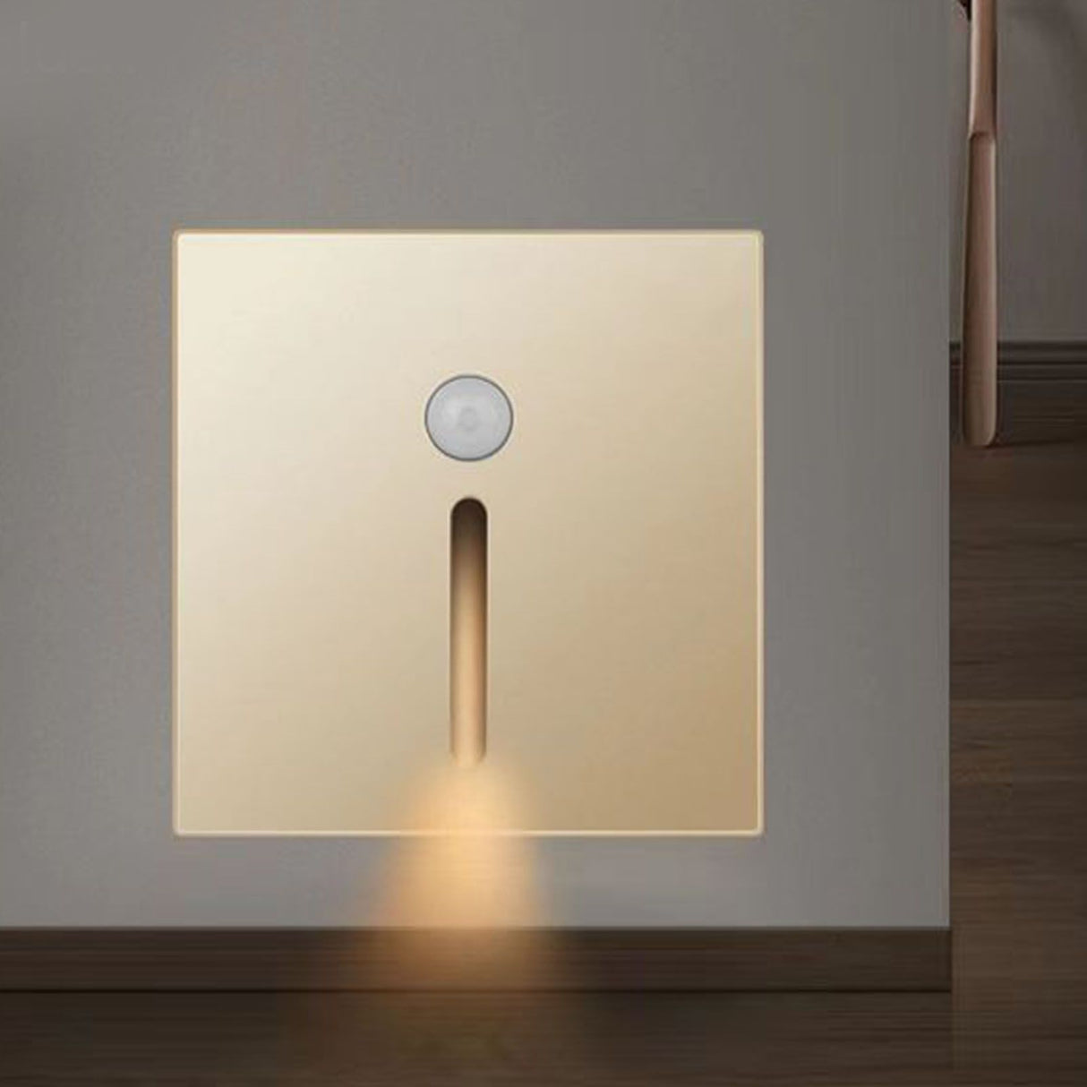 LED Motion Sensor Night Light ABS Small LED Induction Lamp for Bedside Corridor Hallway Gold