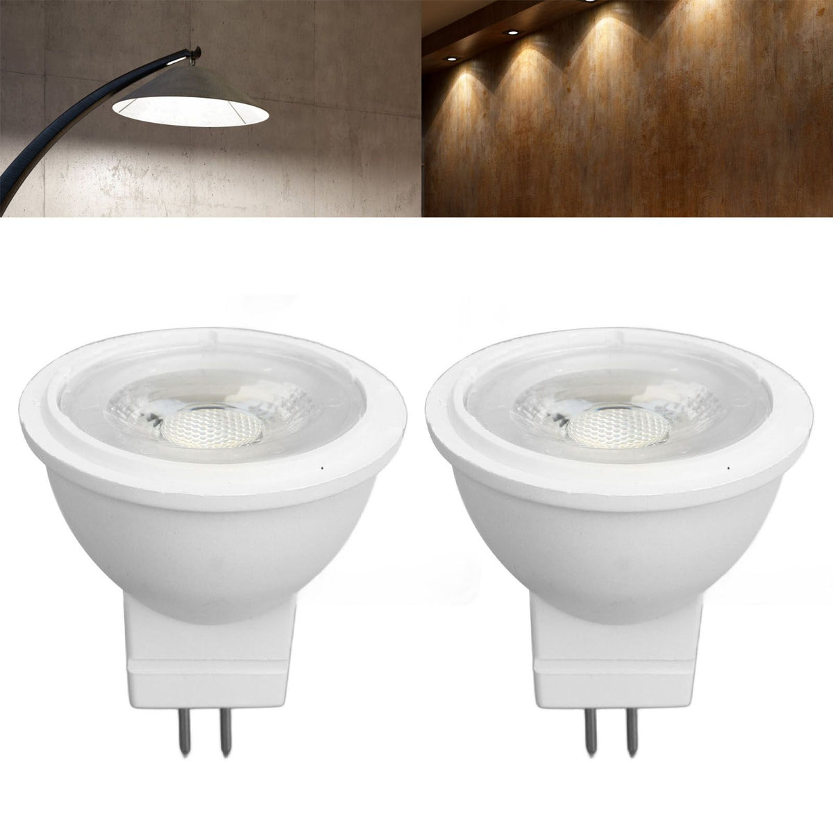 2Pcs MR11 Light Bulb High Brightness 3W 110V Faster Heat Dissipation GU4 Spotlight Bulbs for Landscape Lighting Bedroom Kitchen White Light