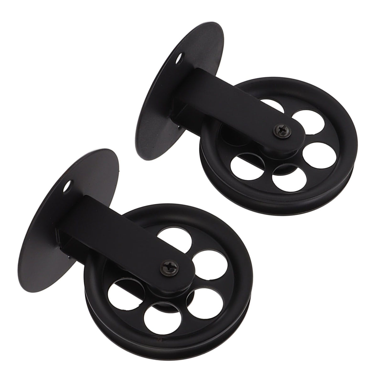 2pcs Industrial Pulley Wheels for Plug in Barn Pendant Light Vintage Wall Ceiling Mount Lifting Towing Pulleys Black