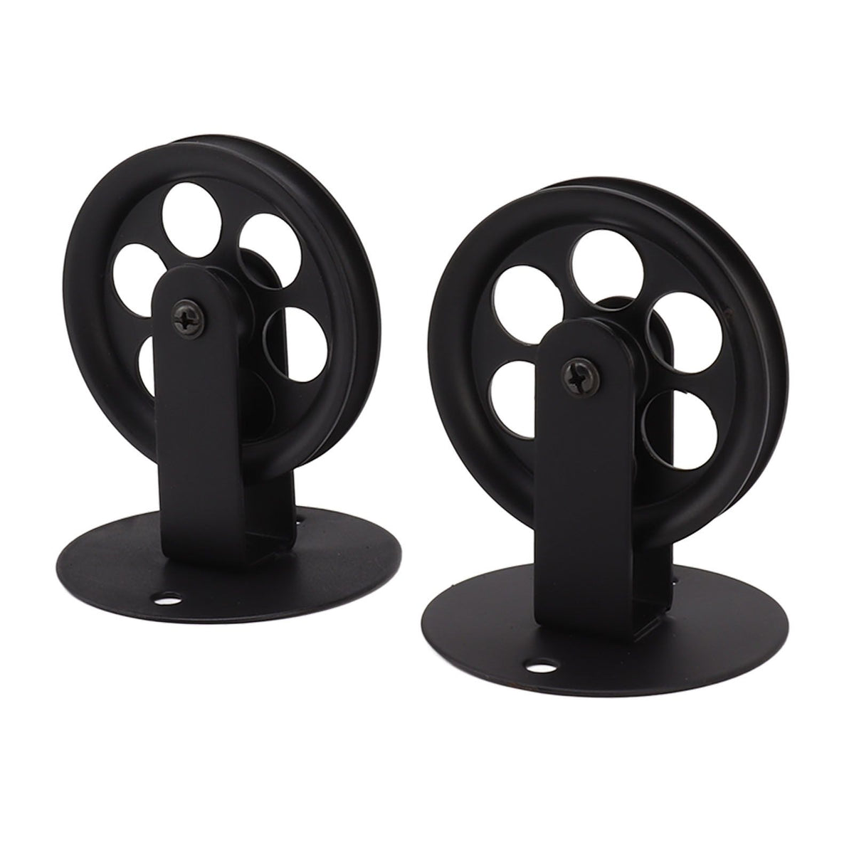 2pcs Industrial Pulley Wheels for Plug in Barn Pendant Light Vintage Wall Ceiling Mount Lifting Towing Pulleys Black