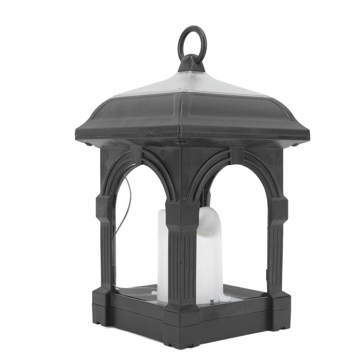 Solar Outdoor Lantern Hanging Solar Powered Warm Light Lamp Table Candle Lantern for Garden Yard Patio Pathway Decoration Black