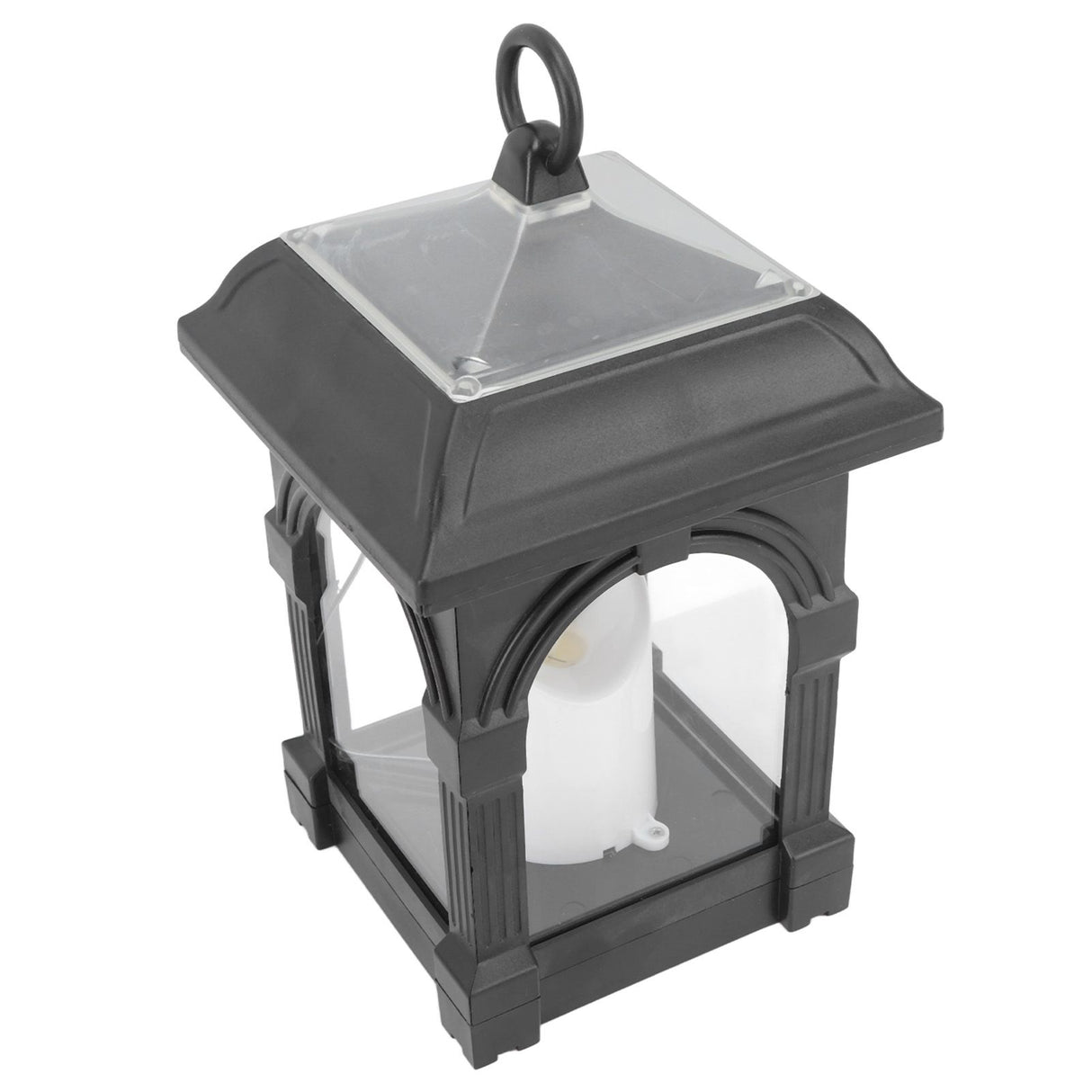 Solar Outdoor Lantern Hanging Solar Powered Warm Light Lamp Table Candle Lantern for Garden Yard Patio Pathway Decoration Black