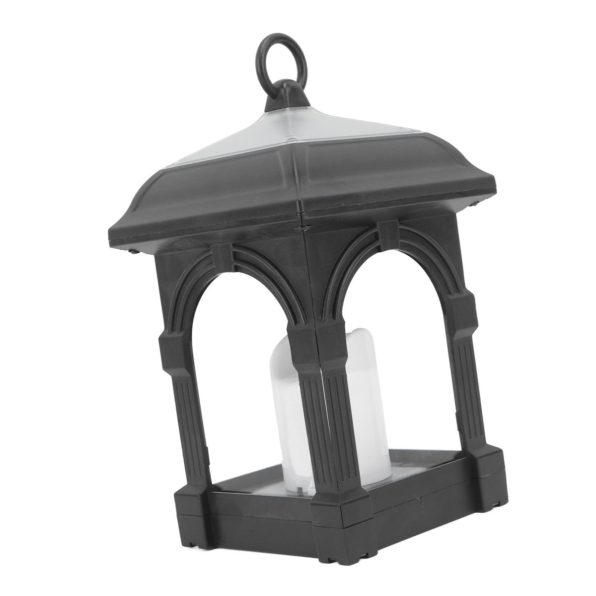 Solar Outdoor Lantern Hanging Solar Powered Warm Light Lamp Table Candle Lantern for Garden Yard Patio Pathway Decoration Black