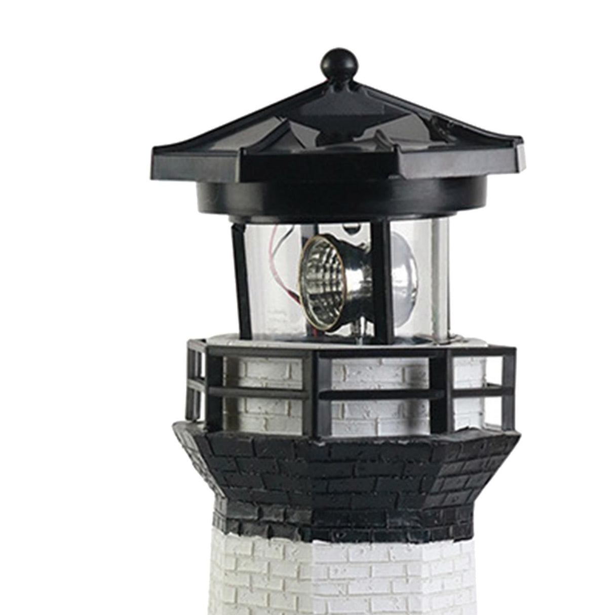 Solar Powered Lighthouse Environmentally Friendly Energy Saving Solar Lighthouse with Rotating Beacon for Garden Decor Black