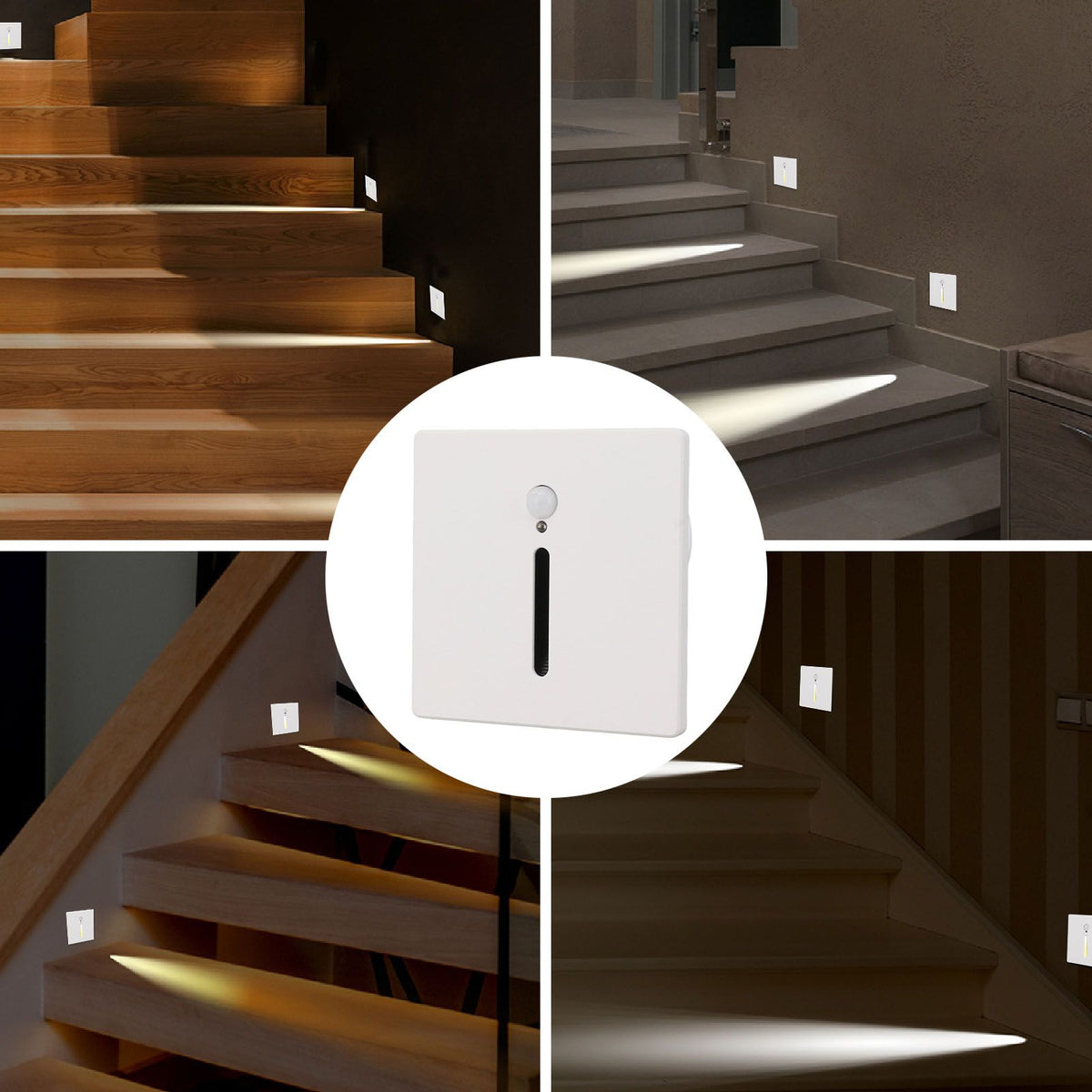 LED Step Light 3W Recessed Motion Seneor Dusk to Dawn Sensor 4000K Stair Light 110‑240V for Indoor Closet Hallway