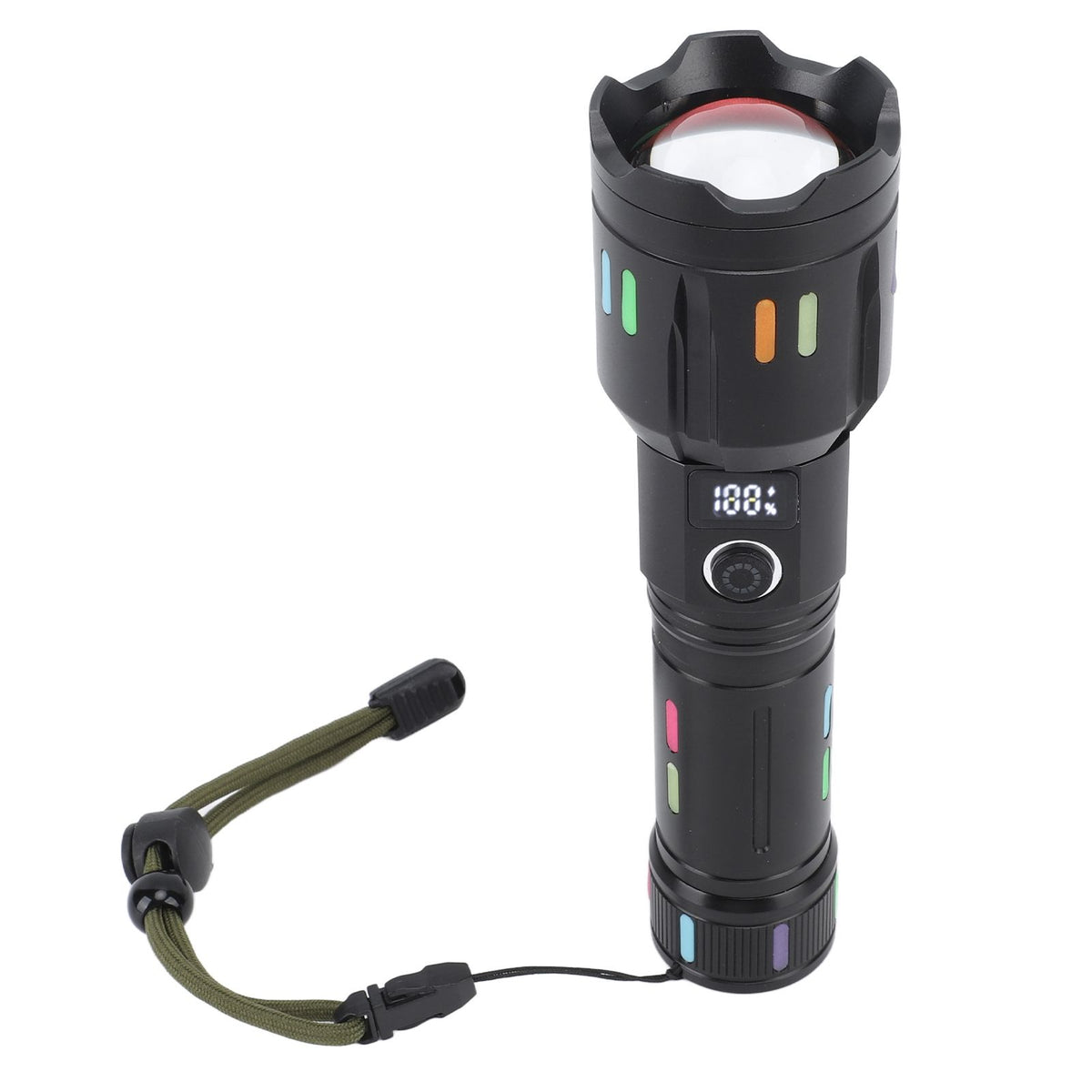 LED Flashlights High Powered Zoomable Handheld Torch Outdoor White Laser Long Range Flashlight with Battery Level Display